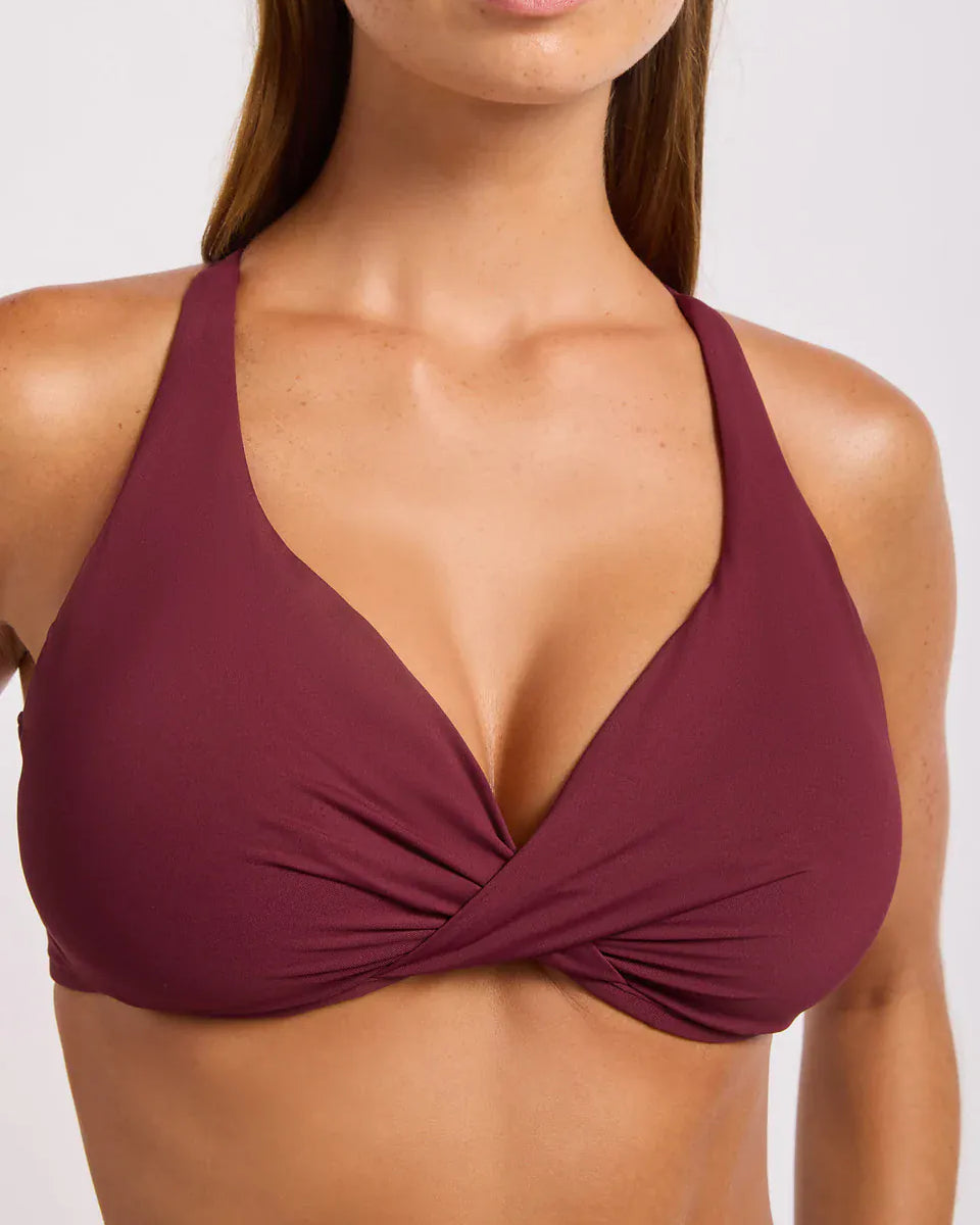 Seafolly Seafolly Wrap Front F Cup Bra - Burgundy Seafolly Wrap Front F Cup Bra | Seafolly Splash Swimwear Bikini Tops