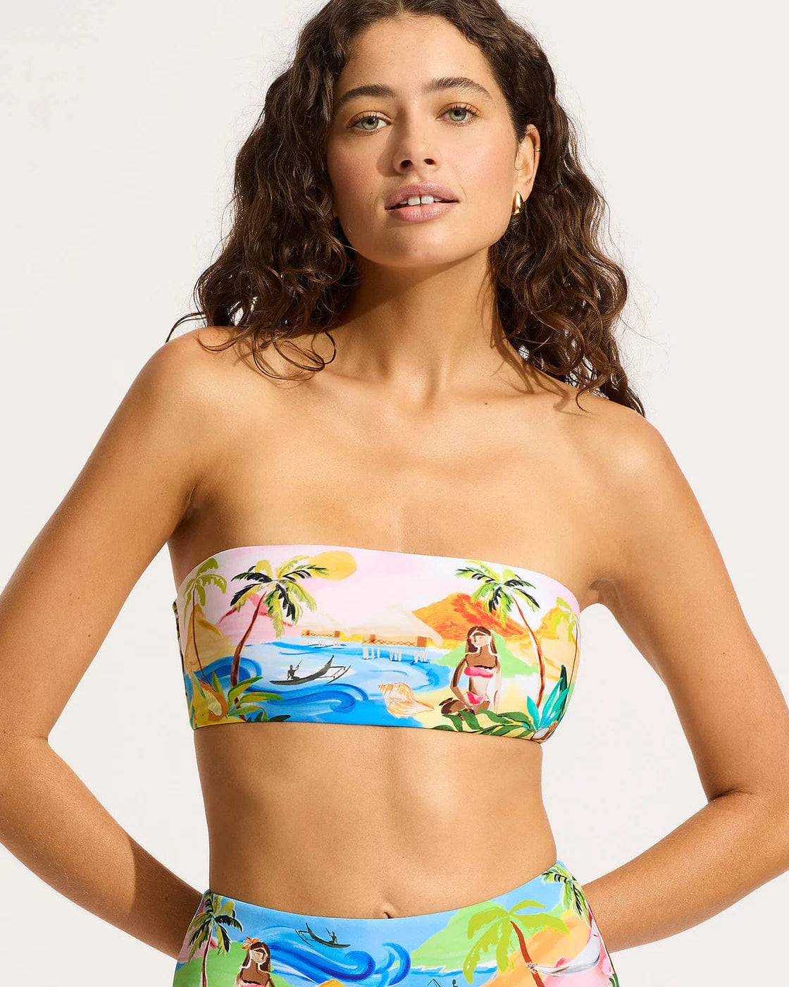 Seafolly South Pacific Bandeau Bikini Top - Turquoise Seafolly South Pacific Bandeau Bikini Top - Turquoise Splash Swimwear Bikini Tops
