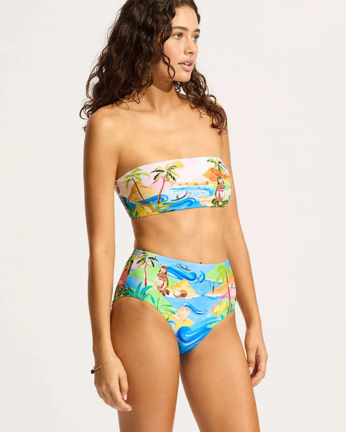 Seafolly South Pacific Bandeau Bikini Top - Turquoise Seafolly South Pacific Bandeau Bikini Top - Turquoise Splash Swimwear Bikini Tops