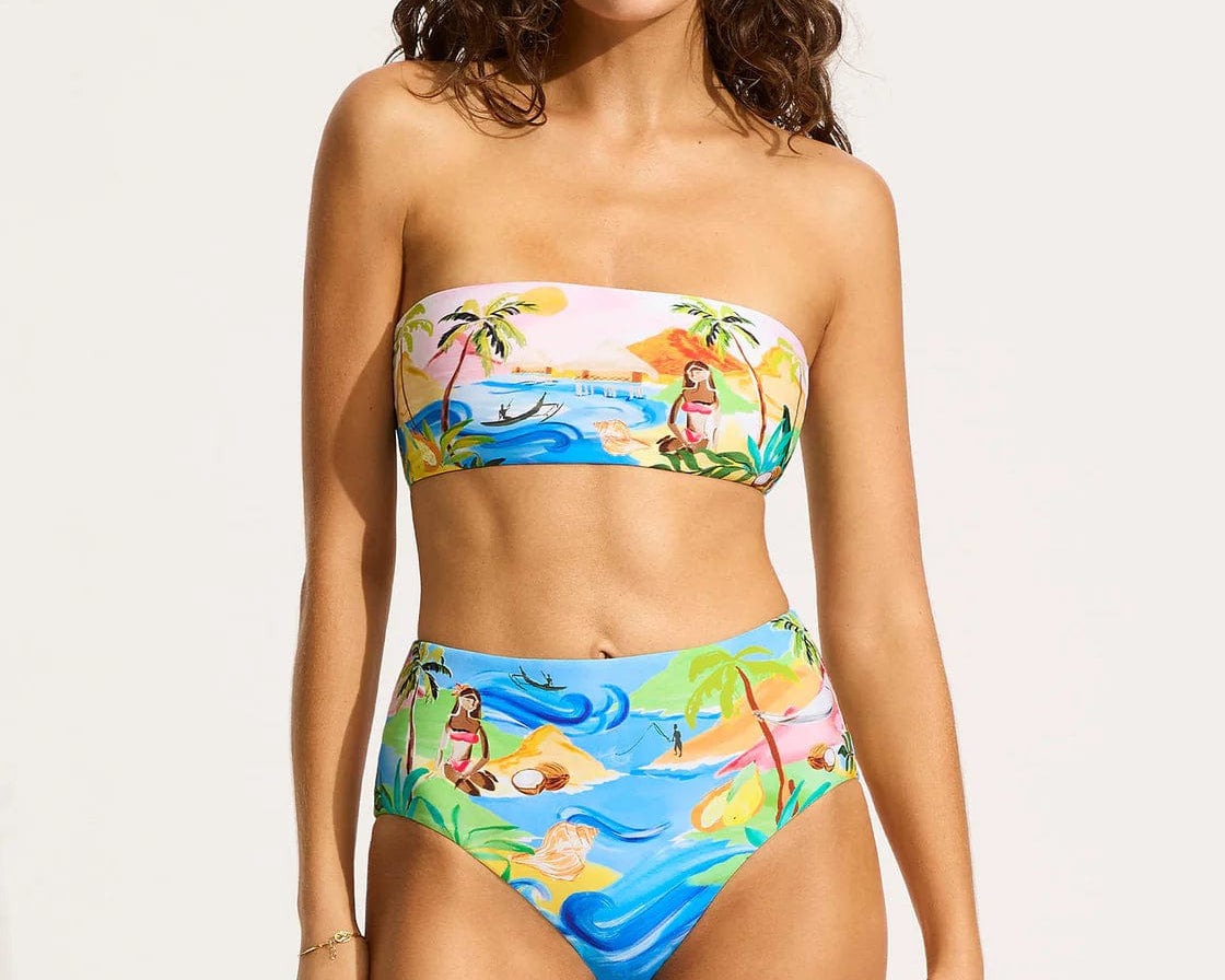 Seafolly South Pacific Bandeau Bikini Top - Turquoise Seafolly South Pacific Bandeau Bikini Top - Turquoise Splash Swimwear Bikini Tops