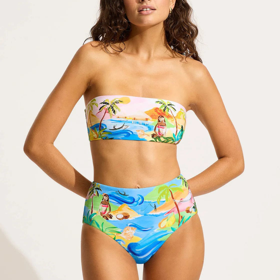 Seafolly South Pacific High Waisted Pant - Tuquoise Seafolly South Pacific High Waisted Pant - Tuquoise Splash Swimwear Bikini Bottoms