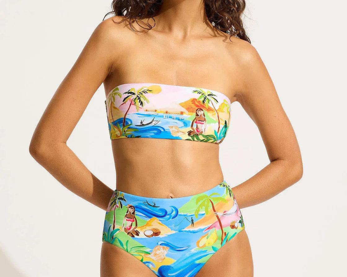 Seafolly South Pacific High Waisted Pant - Tuquoise Seafolly South Pacific High Waisted Pant - Tuquoise Splash Swimwear Bikini Bottoms