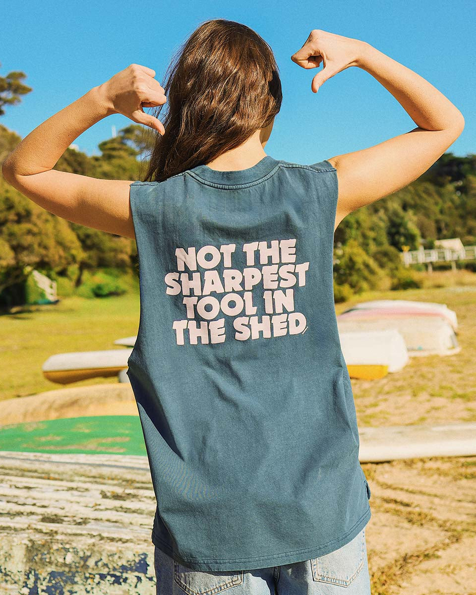 Skwosh Skwosh Tool In The Shed Regular Tank - Navy Skwosh No Dramas Muscle Tank Splash Swimwear Shirts