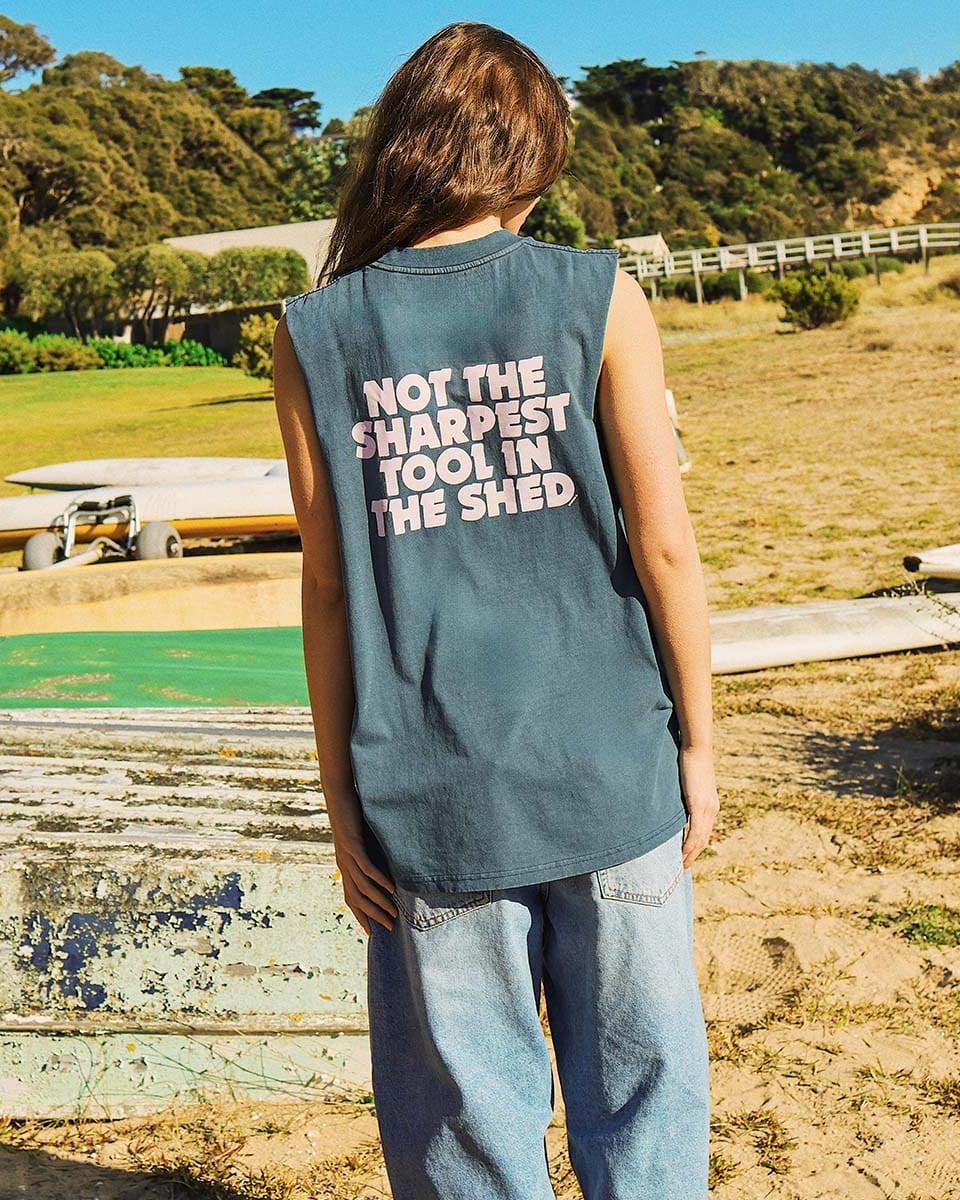 Skwosh Skwosh Tool In The Shed Regular Tank - Navy Skwosh No Dramas Muscle Tank Splash Swimwear Shirts