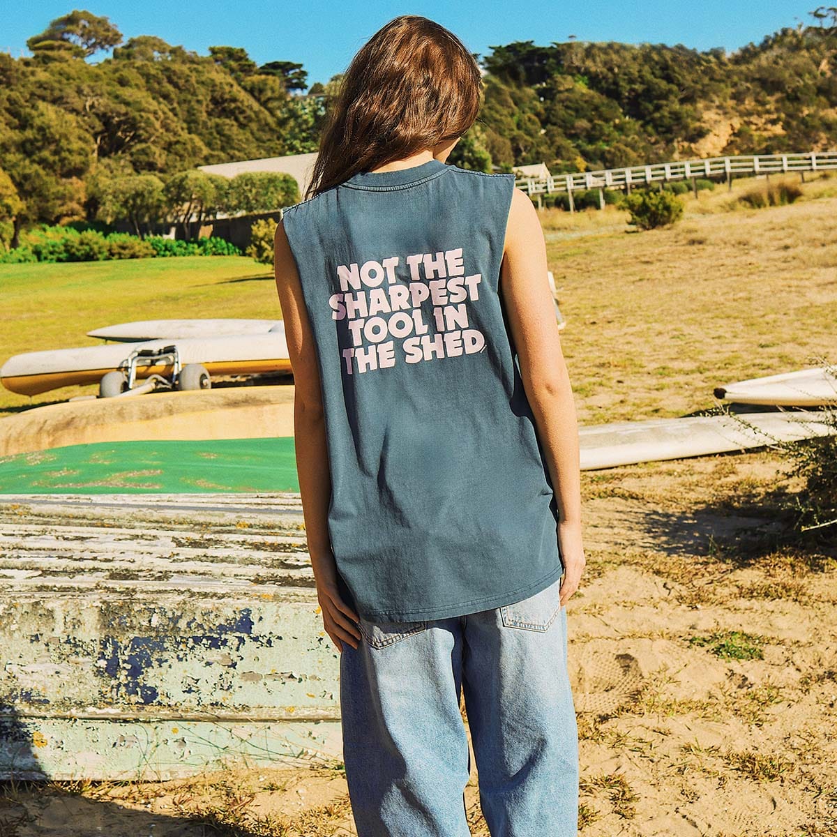 Skwosh Skwosh Tool In The Shed Regular Tank - Navy Skwosh No Dramas Muscle Tank Splash Swimwear Shirts