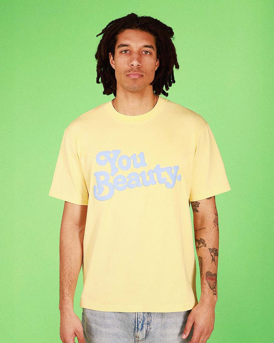 Skwosh You Beauty Regular Tee in Lemon You Beauty Regular Tee in Lemon Splash Swimwear Mens Clothing