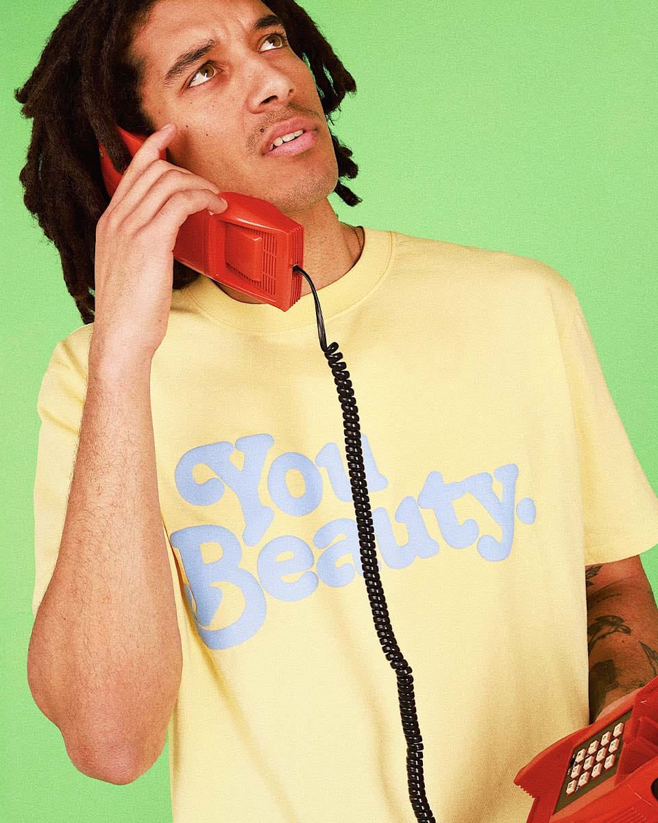 Skwosh You Beauty Regular Tee in Lemon You Beauty Regular Tee in Lemon Splash Swimwear Mens Clothing