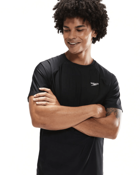 Speedo Mens Mens Essential Short Sleeve Swim Tee Speedo Mens Essential Short Sleeve Swim Tee
