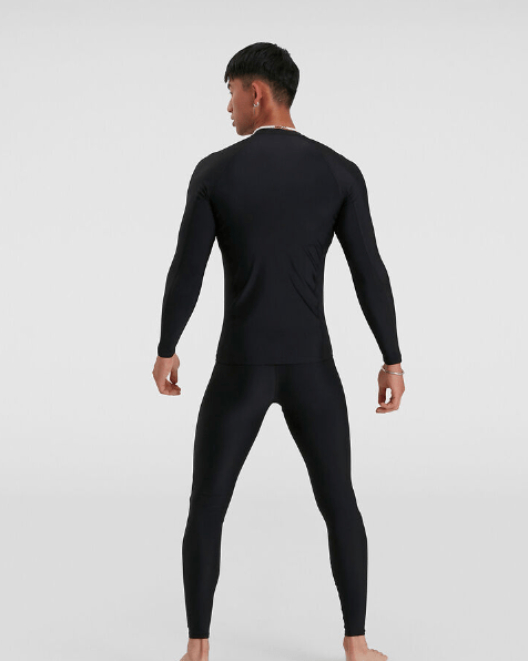 Speedo Mens Mens Long Sleeve Rash Top - Black Speedo Mens Essential Short Sleeve Swim Tee