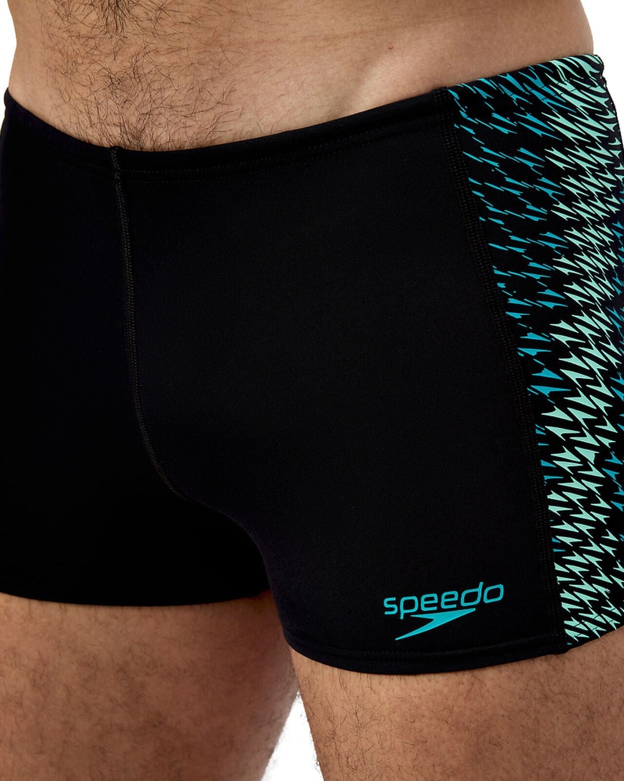 Speedo Speedo Mens Endurance+ Tech Panel Aquashort - Black/Turquoise Gem Speedo Mens Endurance+ Tech Panel Aquashort - Black/Turquoise Gem Splash Swimwear Mens