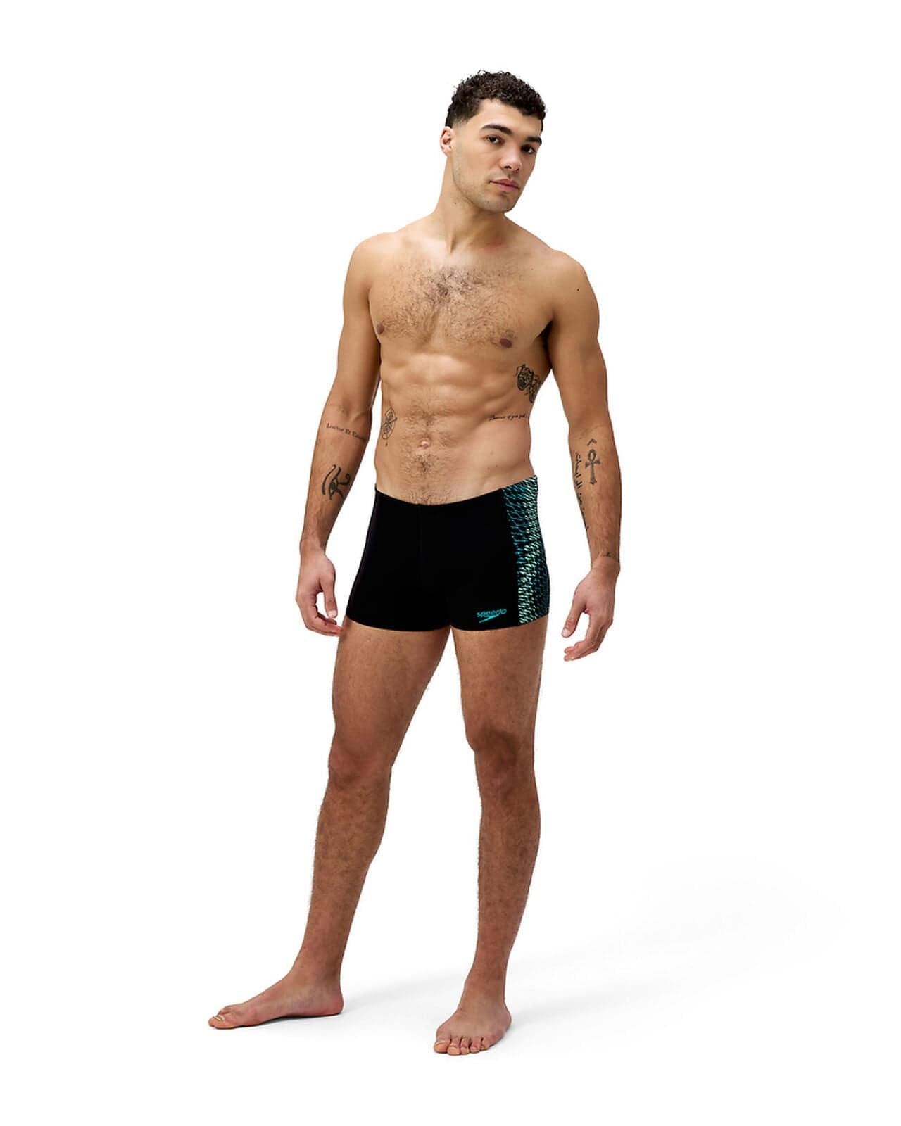 Speedo Speedo Mens Endurance+ Tech Panel Aquashort - Black/Turquoise Gem Speedo Mens Endurance+ Tech Panel Aquashort - Black/Turquoise Gem Splash Swimwear Mens