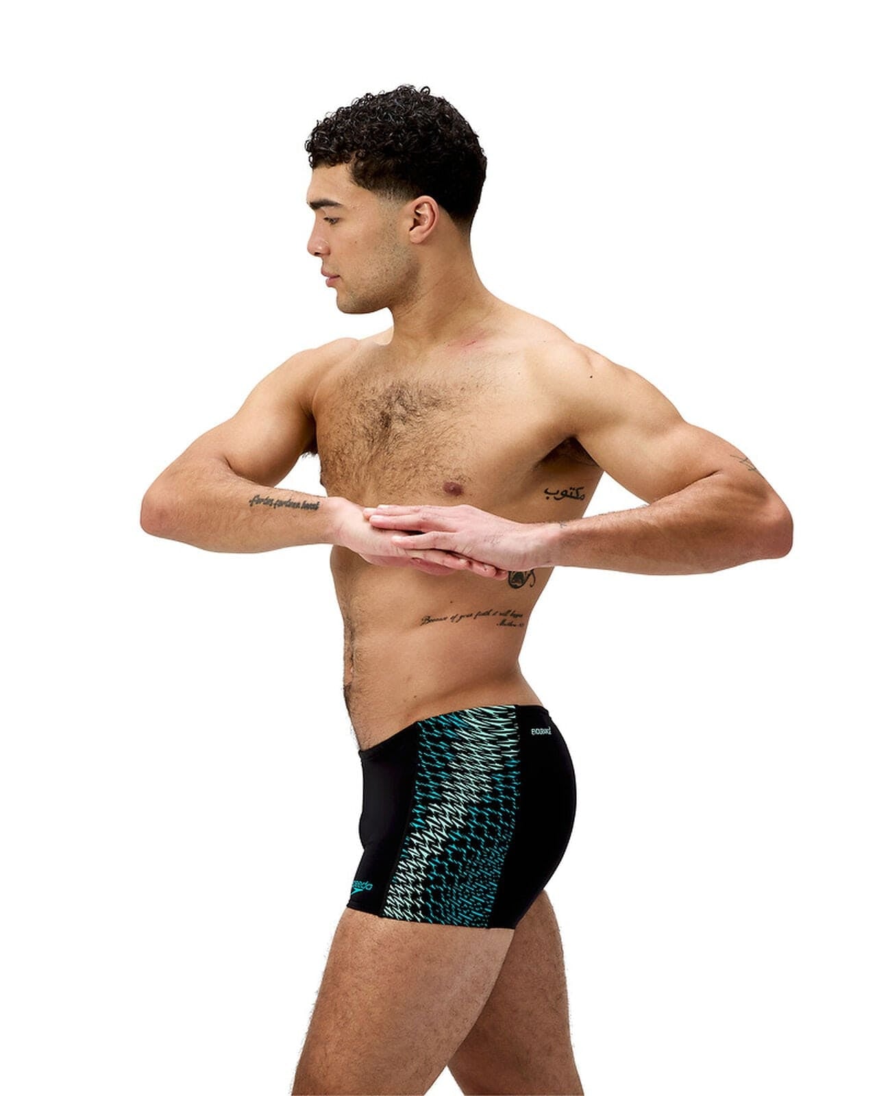 Speedo Speedo Mens Endurance+ Tech Panel Aquashort - Black/Turquoise Gem Speedo Mens Endurance+ Tech Panel Aquashort - Black/Turquoise Gem Splash Swimwear Mens
