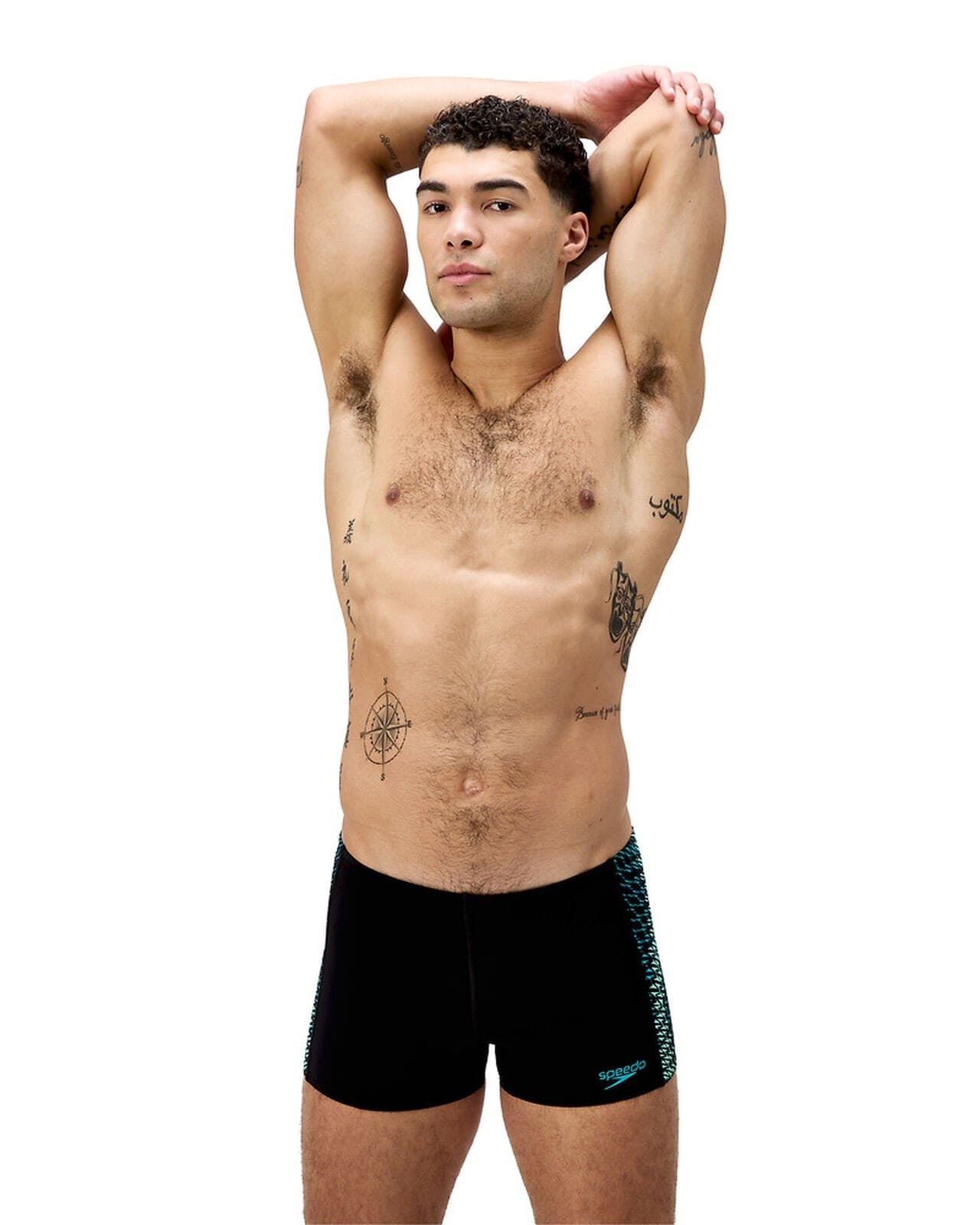 Speedo Speedo Mens Endurance+ Tech Panel Aquashort - Black/Turquoise Gem Speedo Mens Endurance+ Tech Panel Aquashort - Black/Turquoise Gem Splash Swimwear Mens