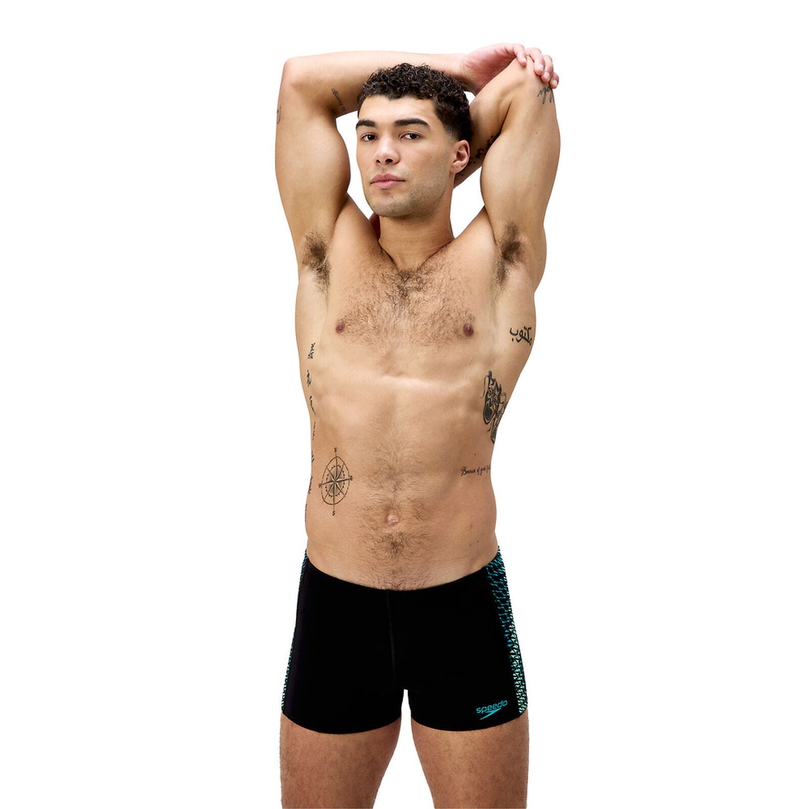 Speedo Speedo Mens Endurance+ Tech Panel Aquashort - Black/Turquoise Gem Speedo Mens Endurance+ Tech Panel Aquashort - Black/Turquoise Gem Splash Swimwear Mens