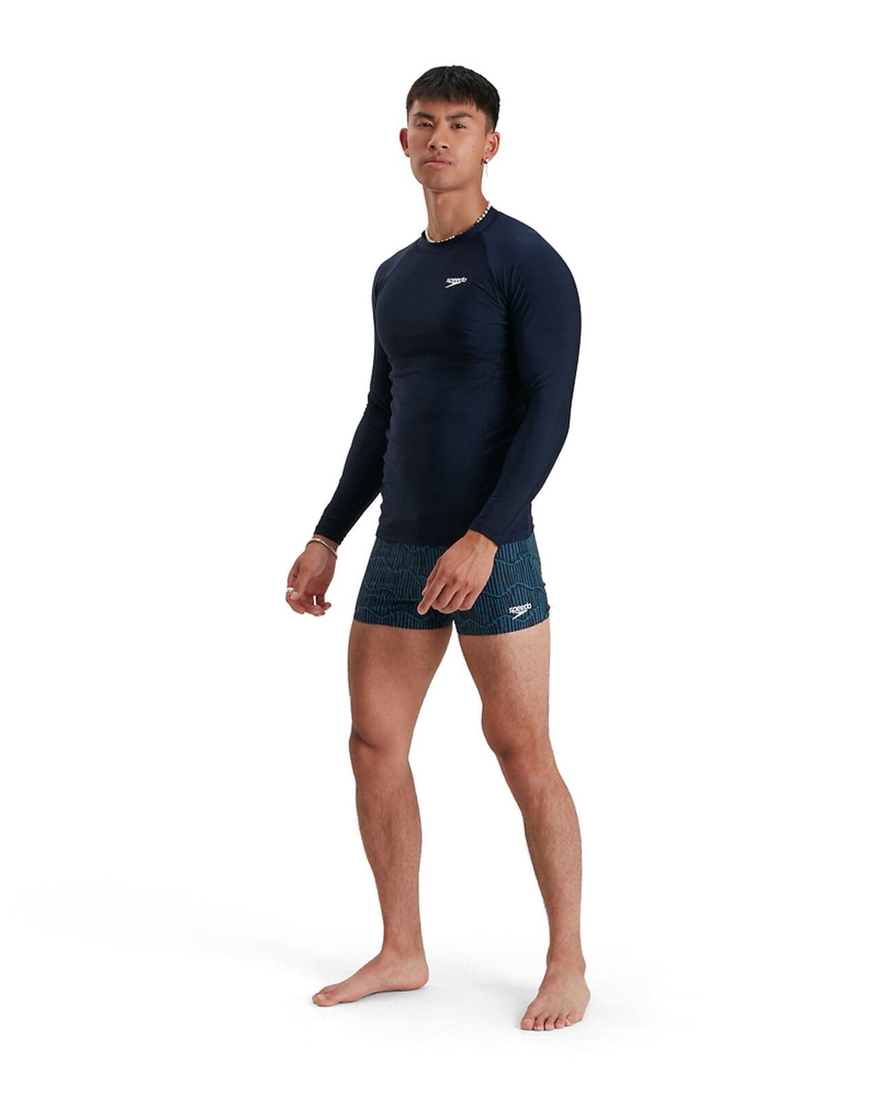 Speedo Speedo Mens Ls Rash Top - True Navy/White Speedo Mens Ls Rash Top - True Navy/White Splash Swimwear Mens