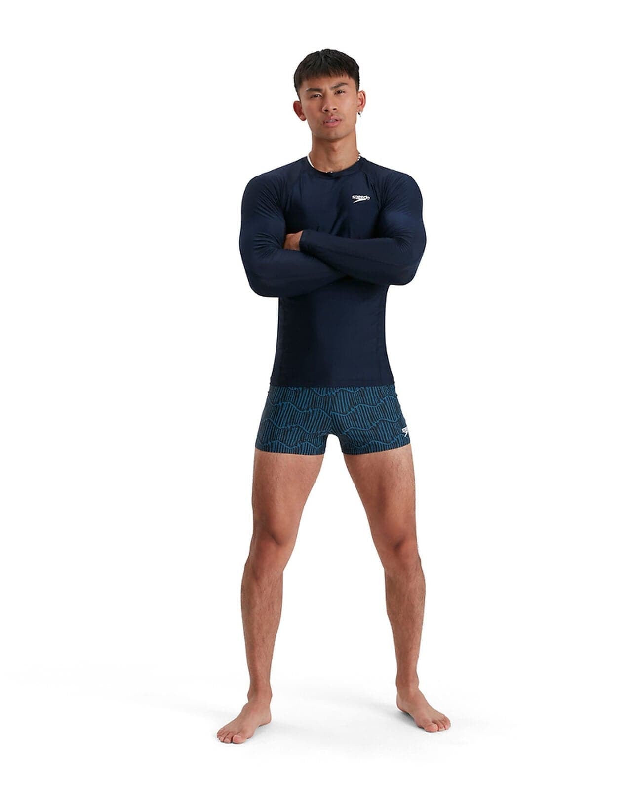 Speedo Speedo Mens Ls Rash Top - True Navy/White Speedo Mens Ls Rash Top - True Navy/White Splash Swimwear Mens