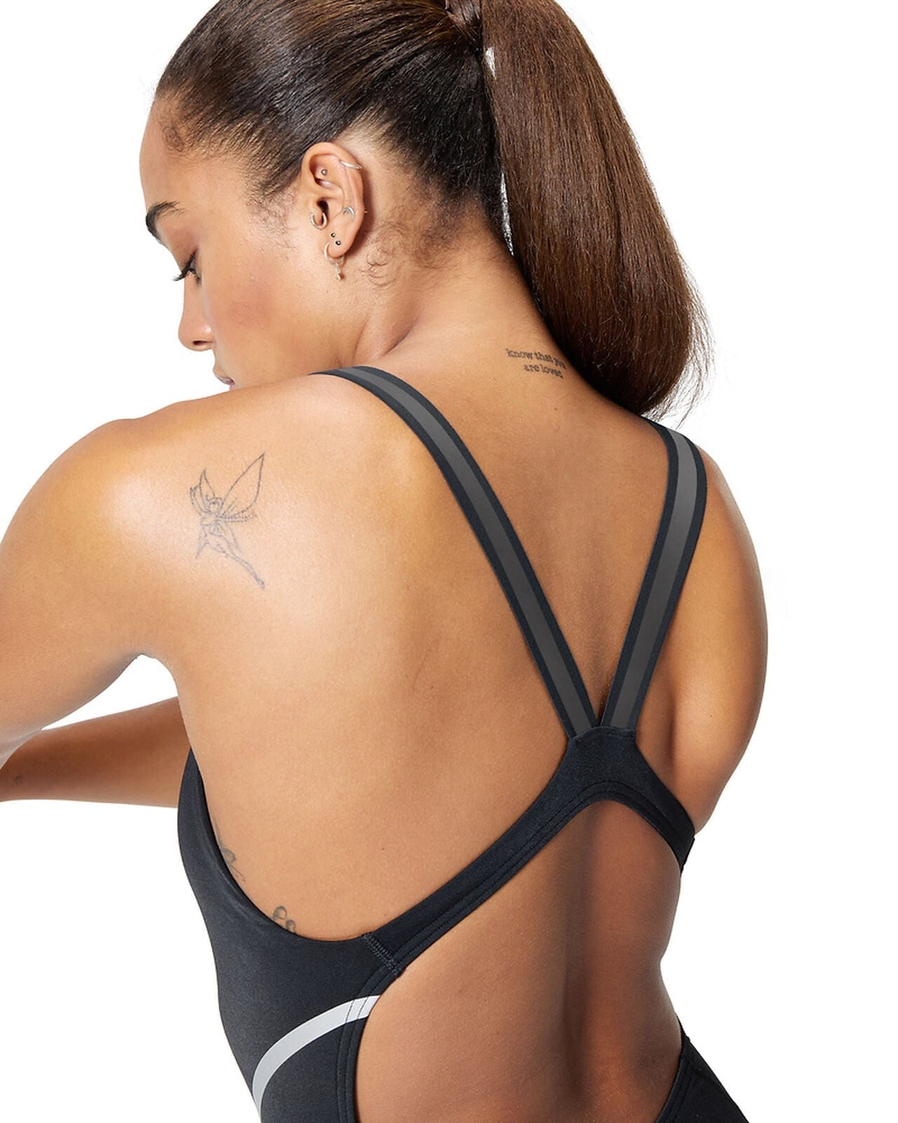 Speedo Speedo Womens Movement Back One Piece - Black/Silver Speedo Womens Movement Back One Piece - Black/Silver Splash Swimwear One Pieces