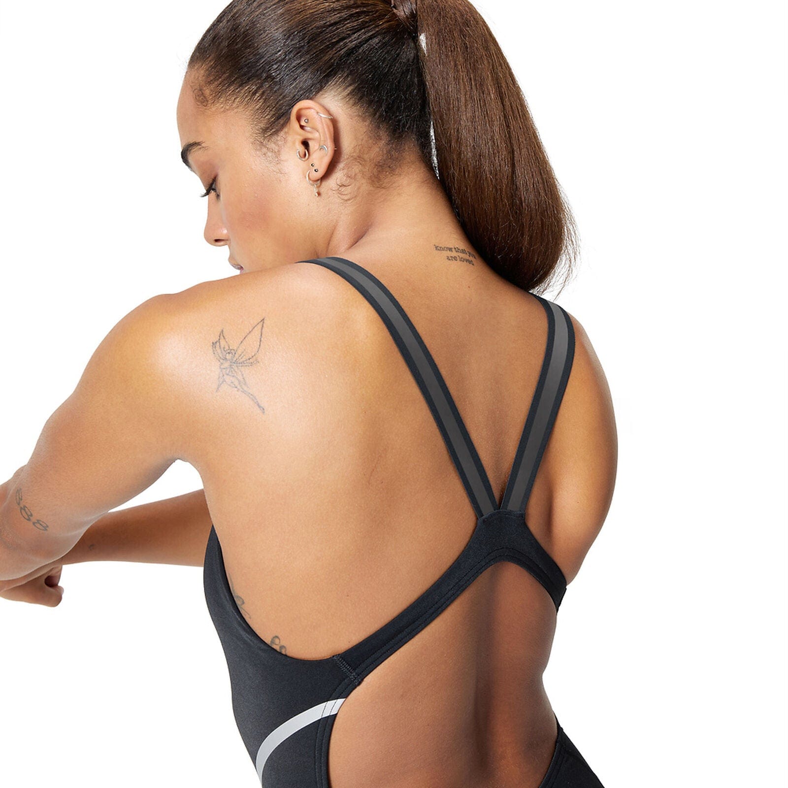 Speedo Speedo Womens Movement Back One Piece - Black/Silver Speedo Womens Movement Back One Piece - Black/Silver Splash Swimwear One Pieces