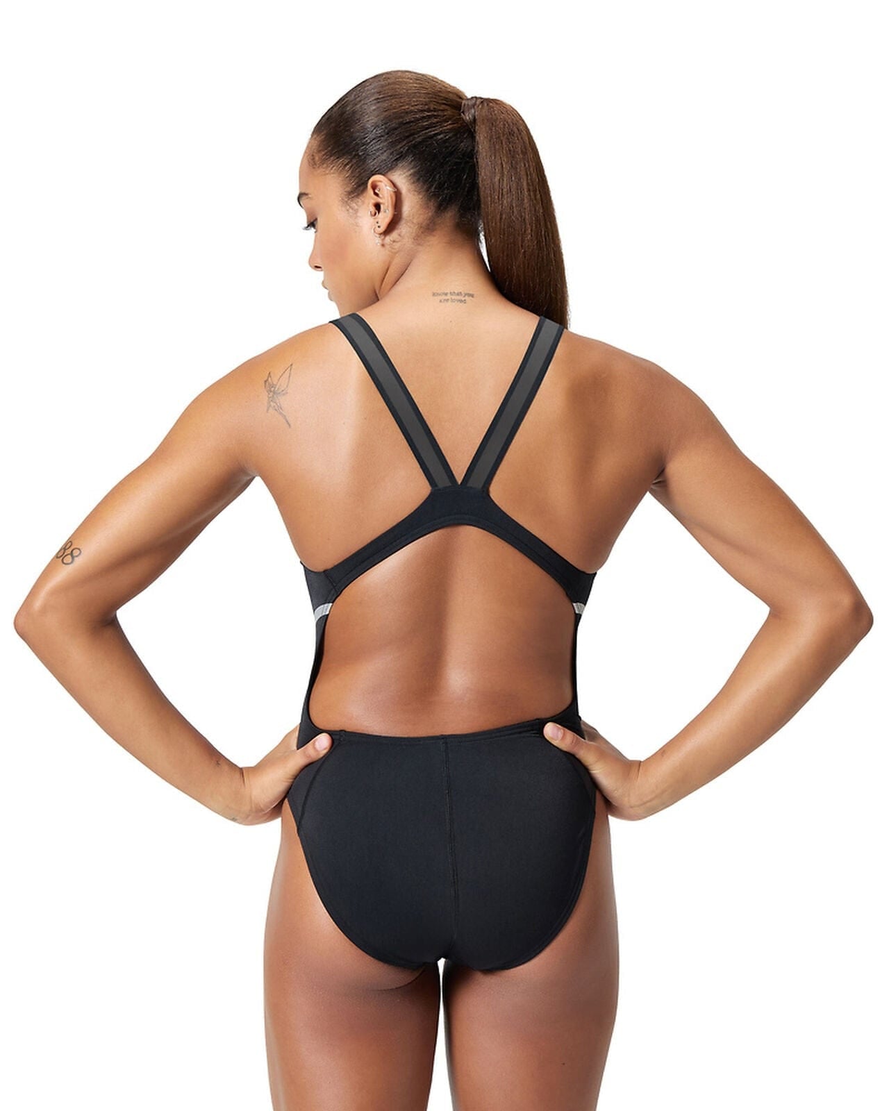 Speedo Speedo Womens Movement Back One Piece - Black/Silver Speedo Womens Movement Back One Piece - Black/Silver Splash Swimwear One Pieces