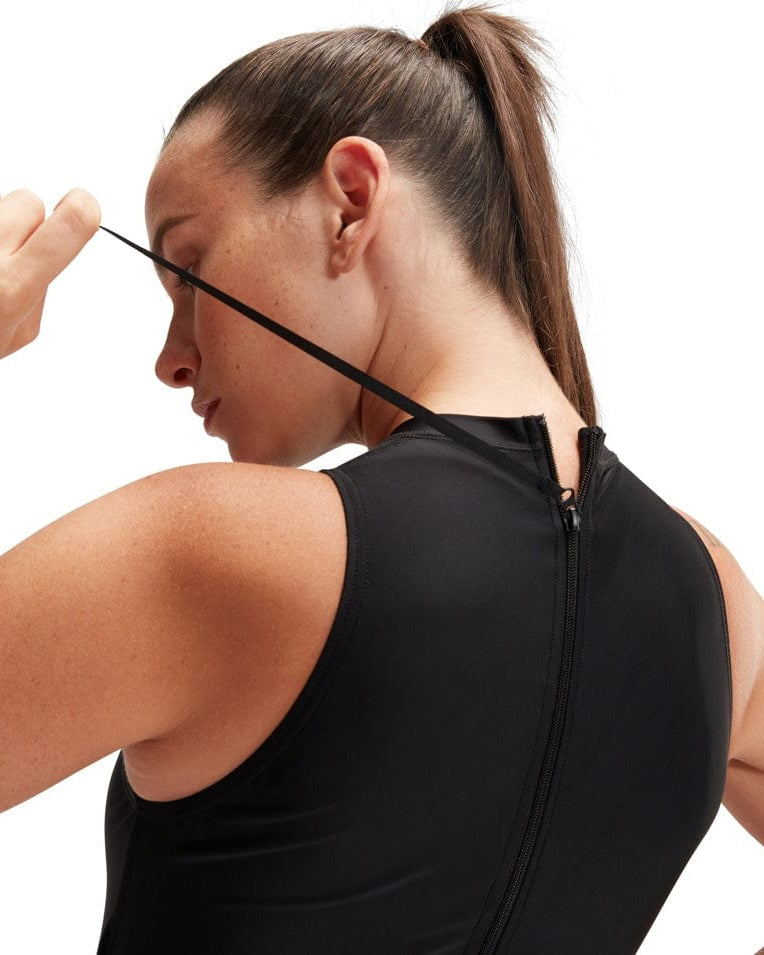 Speedo Womens Essential Hydrasuit Flex One Piece - Black Speedo Muscleback One Piece - Hyperboom/Navy/Orchid Splash Swimwear Swimwear