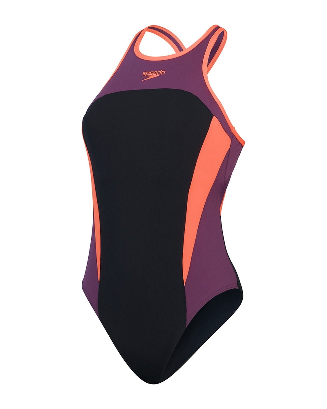 Speedo One Pieces Womens High Neck Splice Cross Back Swimsuit Speedo Womens High Neck Splice Cross Back Swimsuit