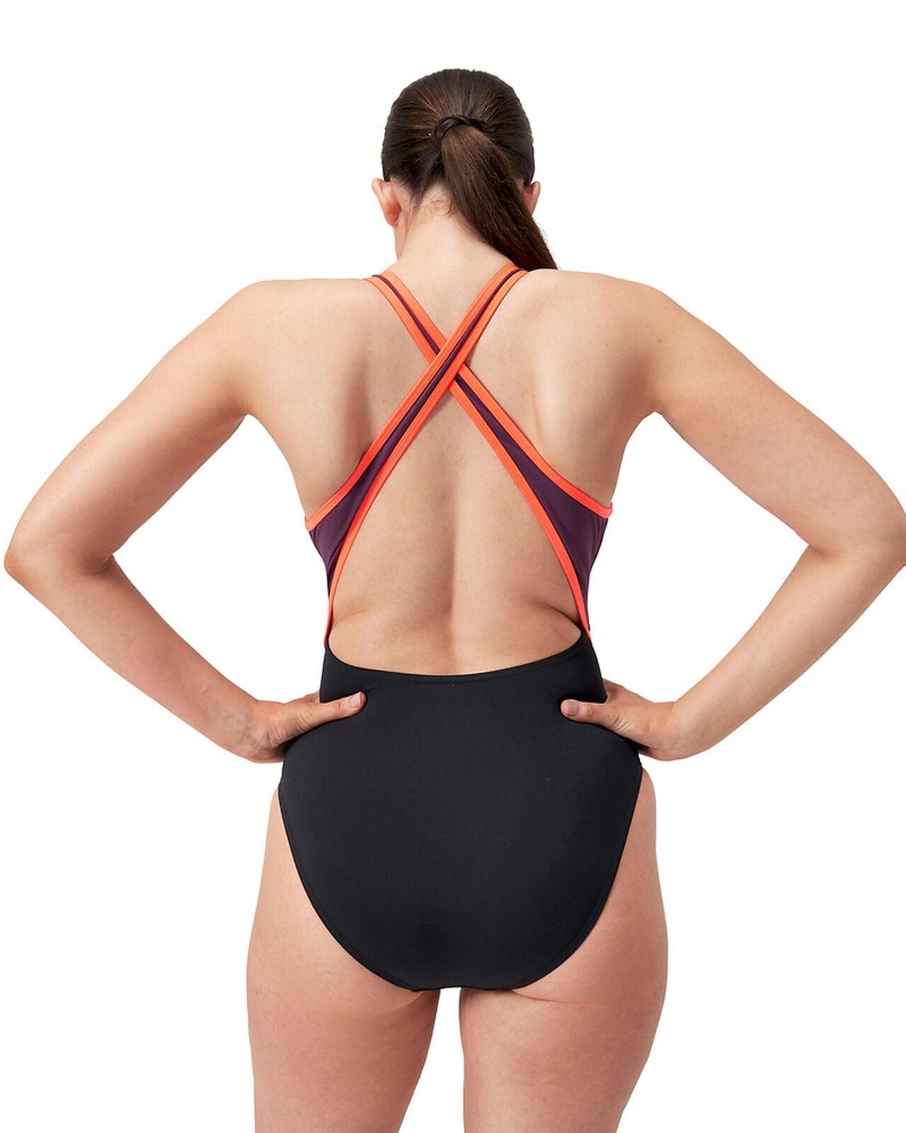 Speedo One Pieces Womens High Neck Splice Cross Back Swimsuit Speedo Womens High Neck Splice Cross Back Swimsuit