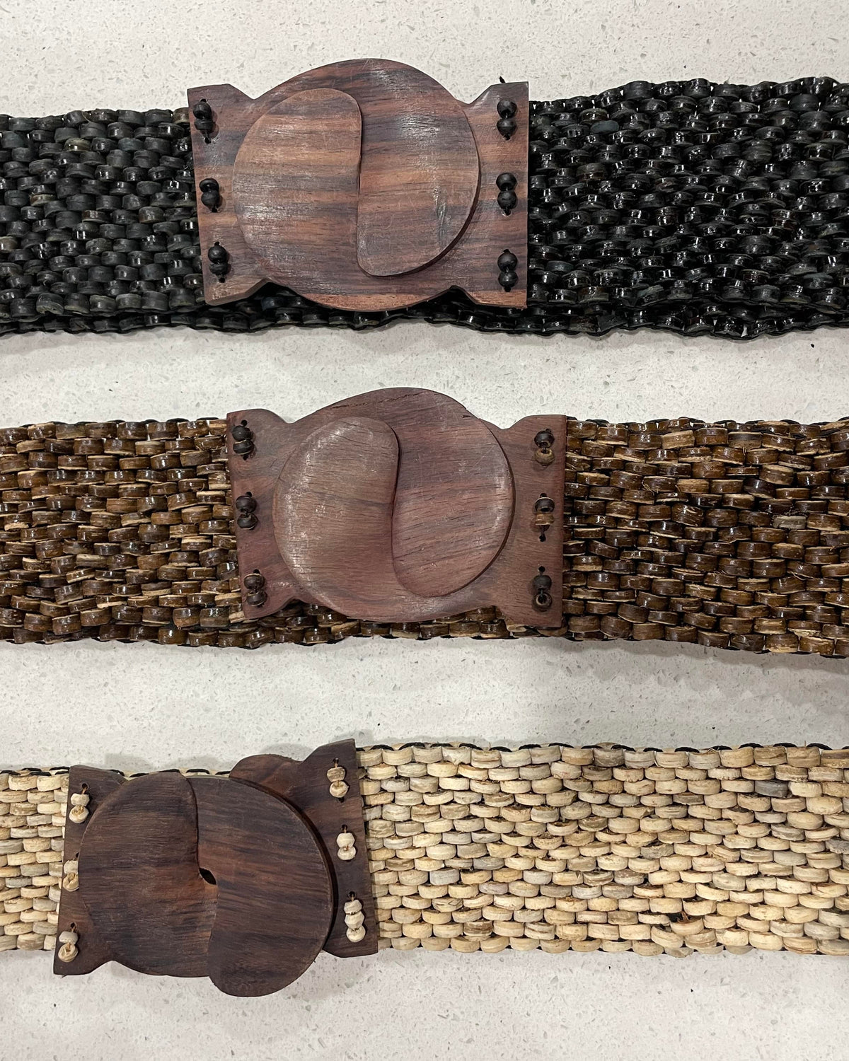 Splash Swimwear Belts Braided Beaded Wooden Stretch Belt