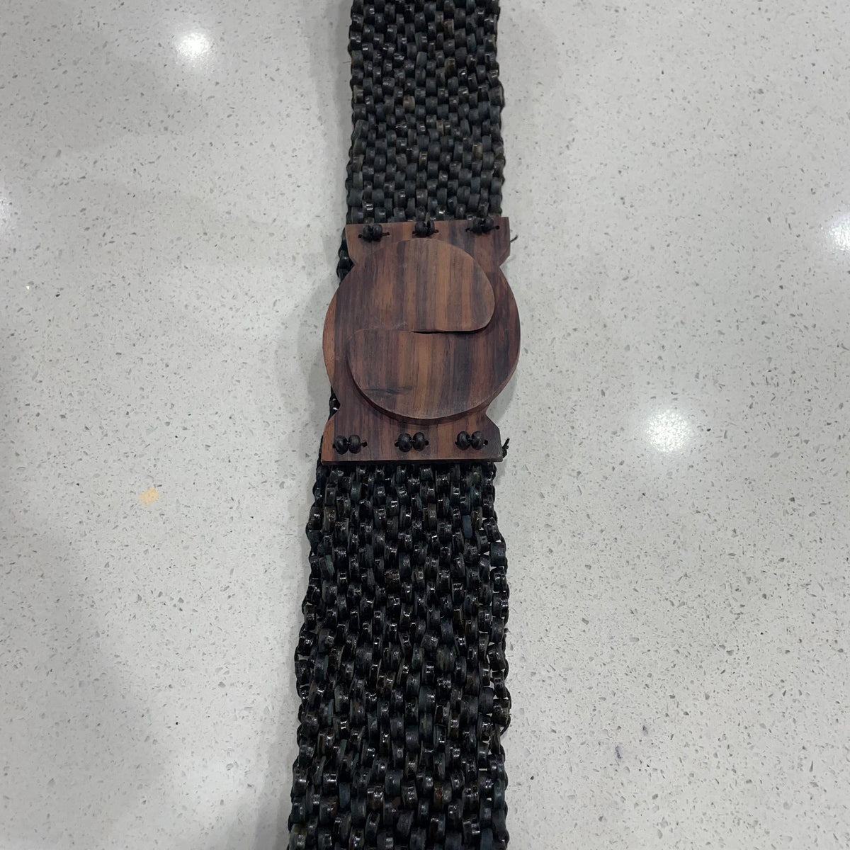 Splash Swimwear Braided Beaded Wooden Stretch Belt Splash Swimwear Belts Black 1000019595