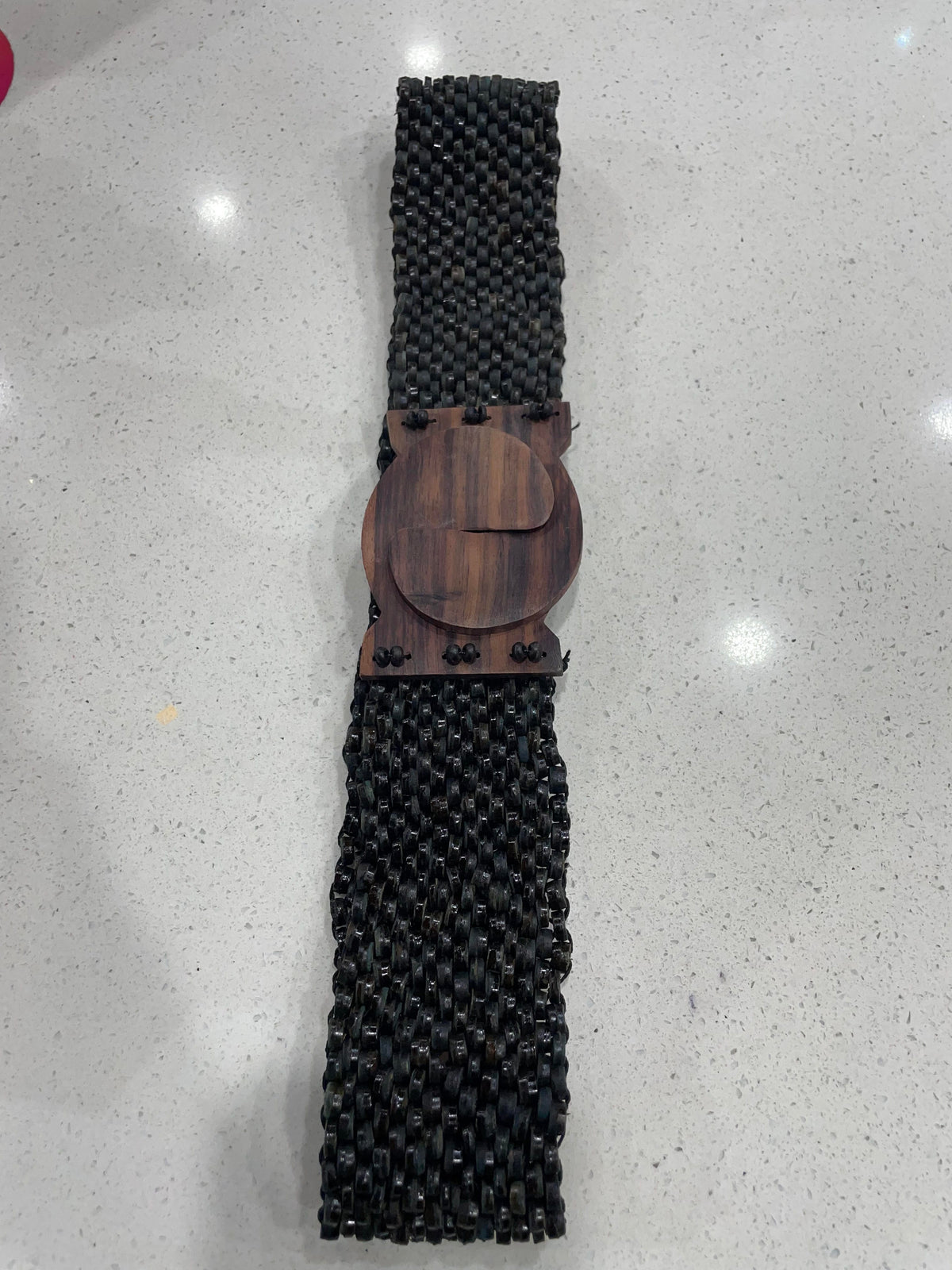 Splash Swimwear Braided Beaded Wooden Stretch Belt Splash Swimwear Belts Black 1000019595