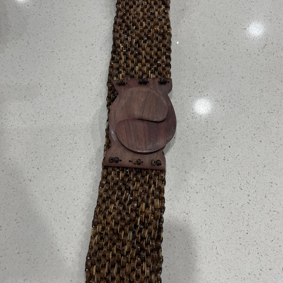 Splash Swimwear Braided Beaded Wooden Stretch Belt Splash Swimwear Belts Brown 1000019596