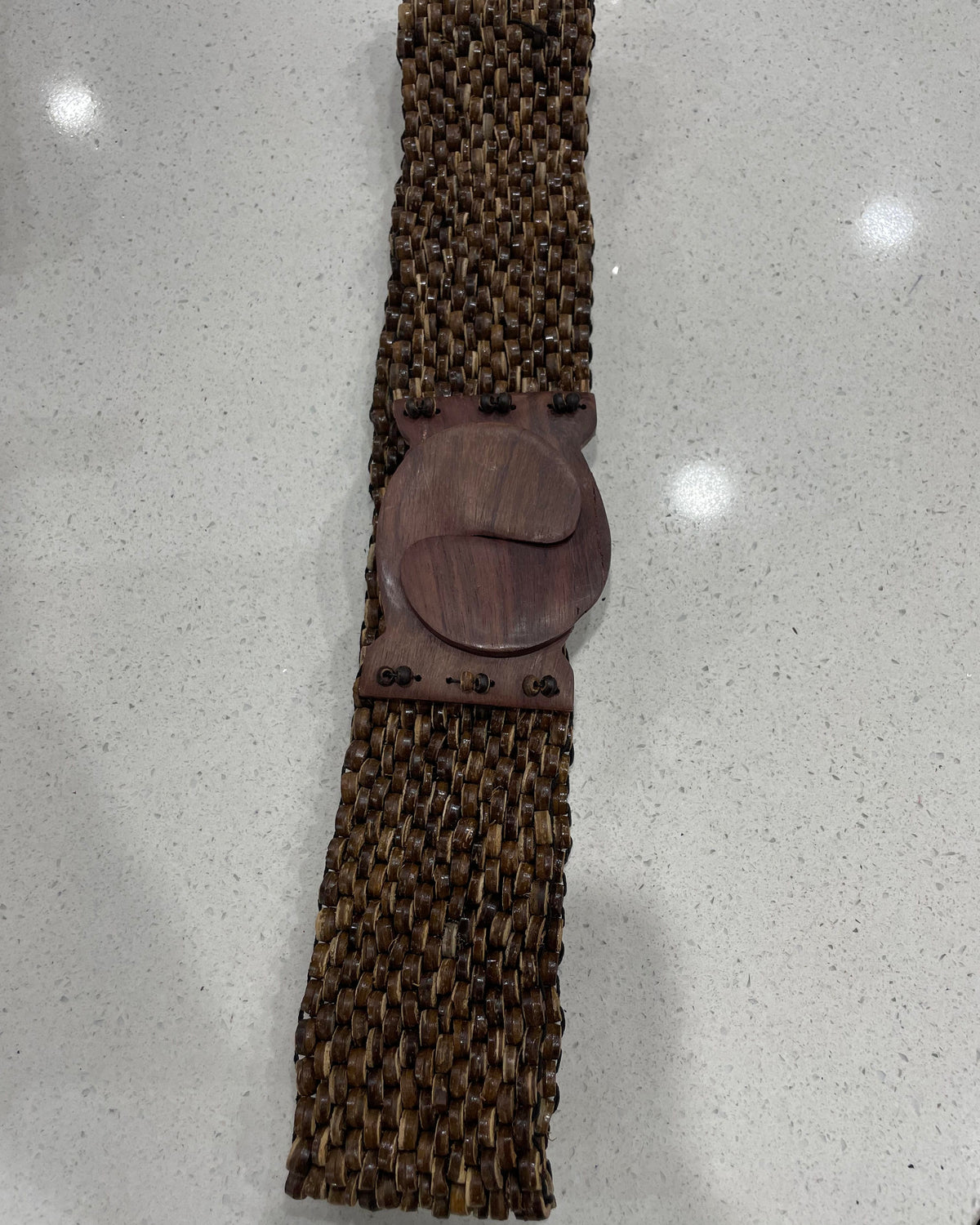 Splash Swimwear Braided Beaded Wooden Stretch Belt Splash Swimwear Belts Brown 1000019596