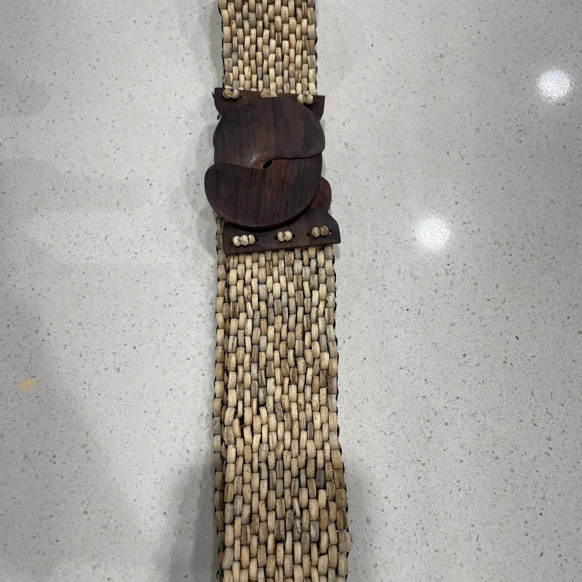 Splash Swimwear Belts Natural Braided Beaded Wooden Stretch Belt