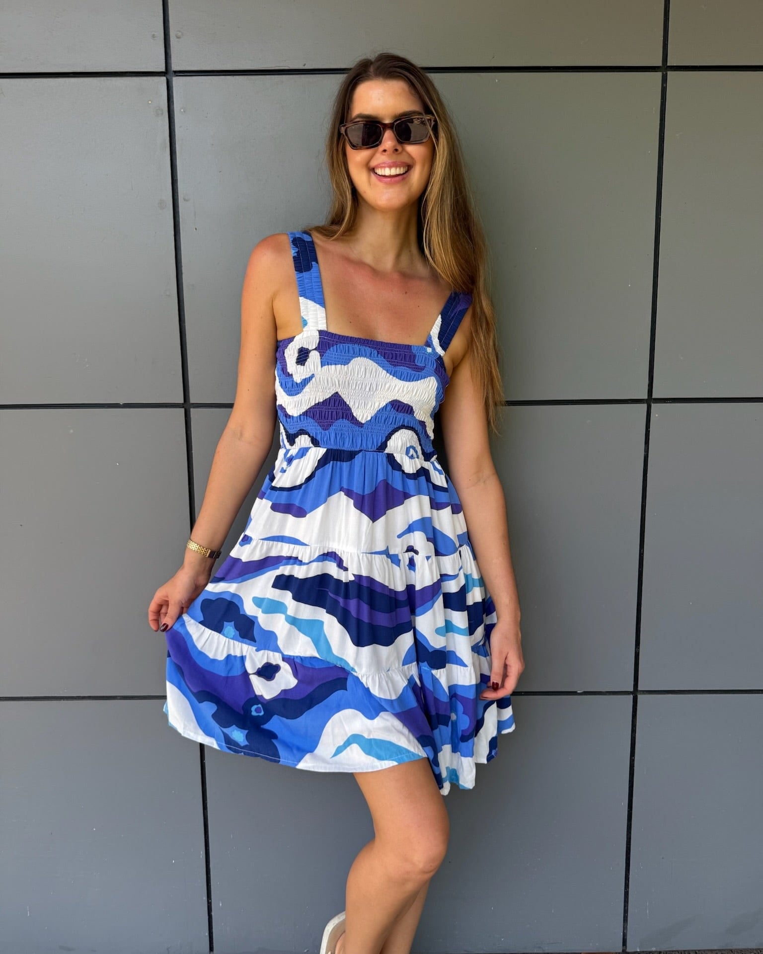 Splash Swimwear Elcee Retro Flowers Mini Dress Elcee Retro Flowers Mini Dress Splash Swimwear