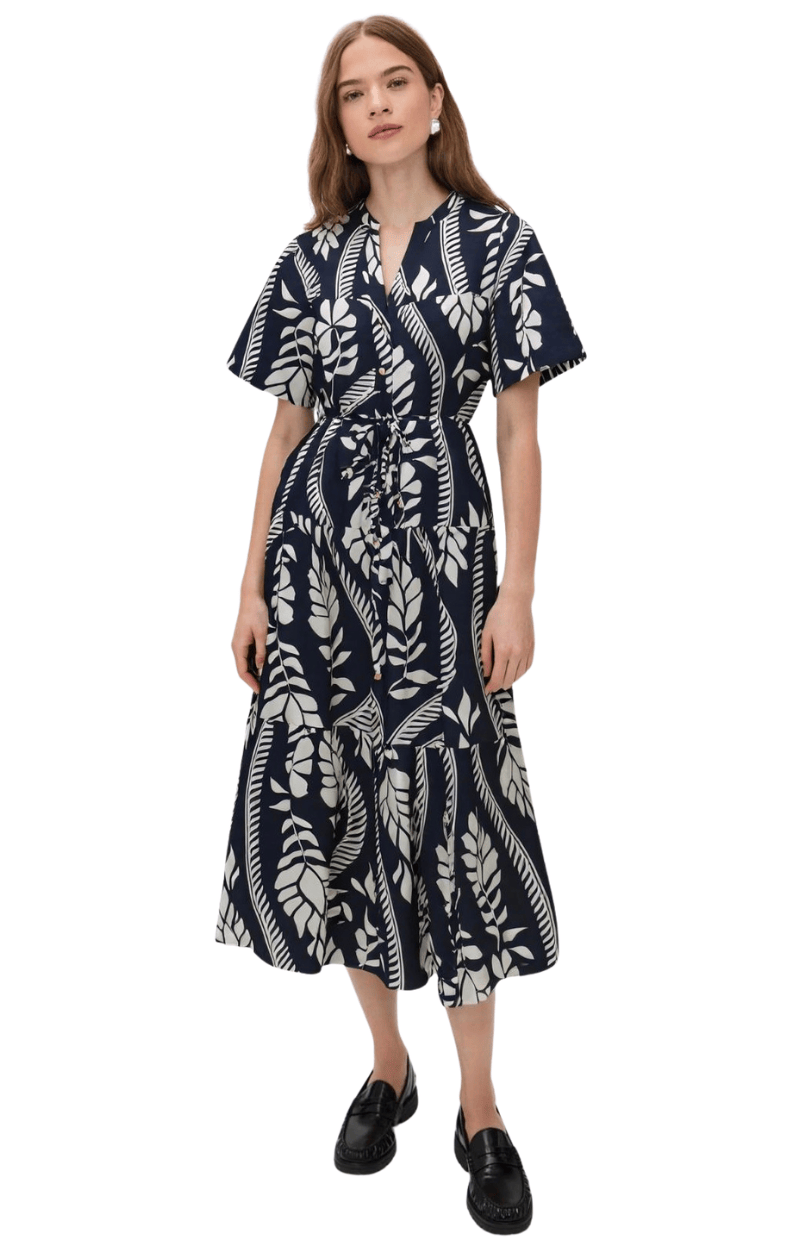 Style Box Black Leaf Motif Dress Black Leaf Motif Dress Splash Swimwear Dresses