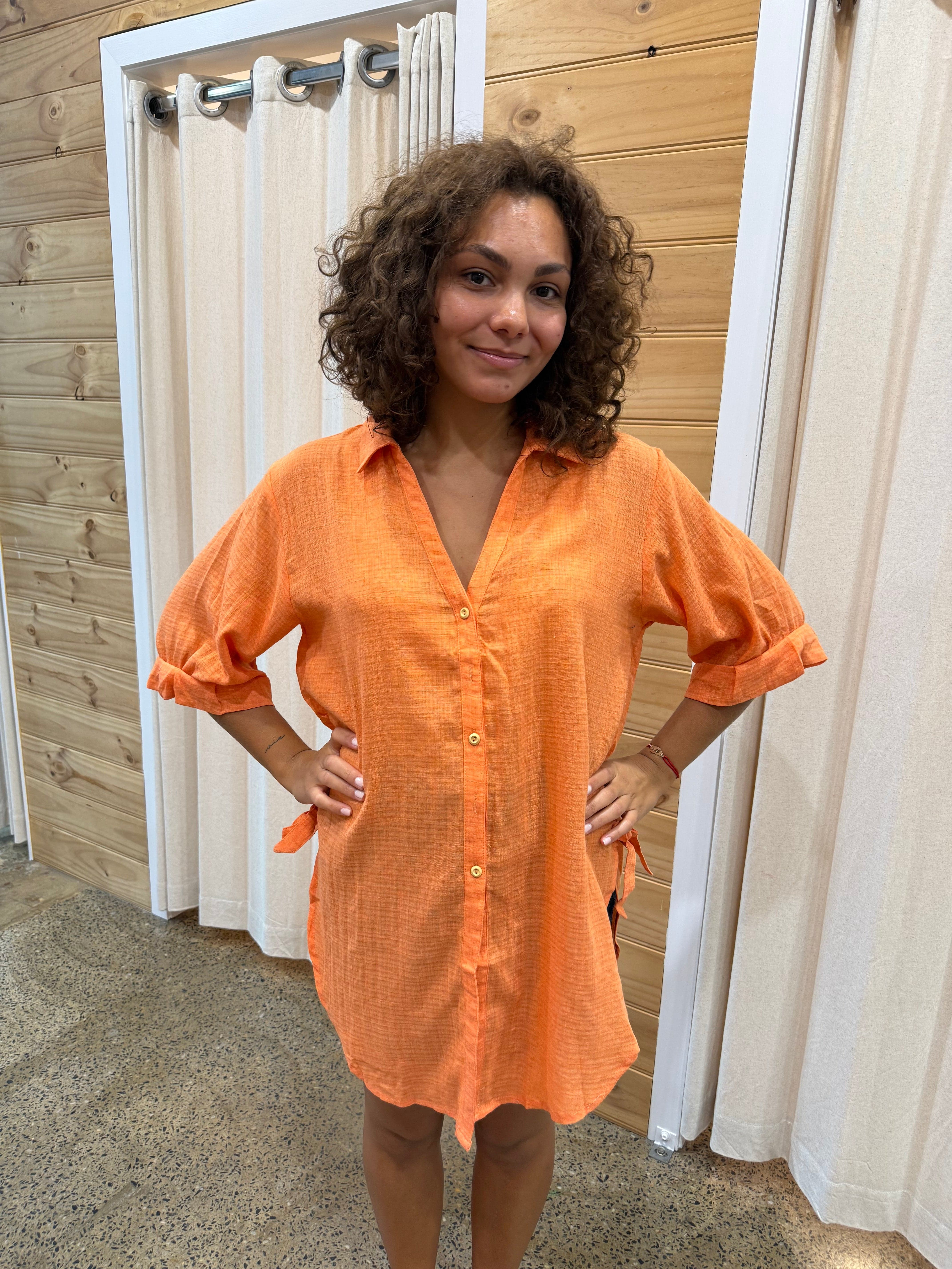 Style Box Lorraine Tie Side Shirt 03190087-1 Lorraine Tie Side Shirt Splash Swimwear Orange / S/M 1000022747