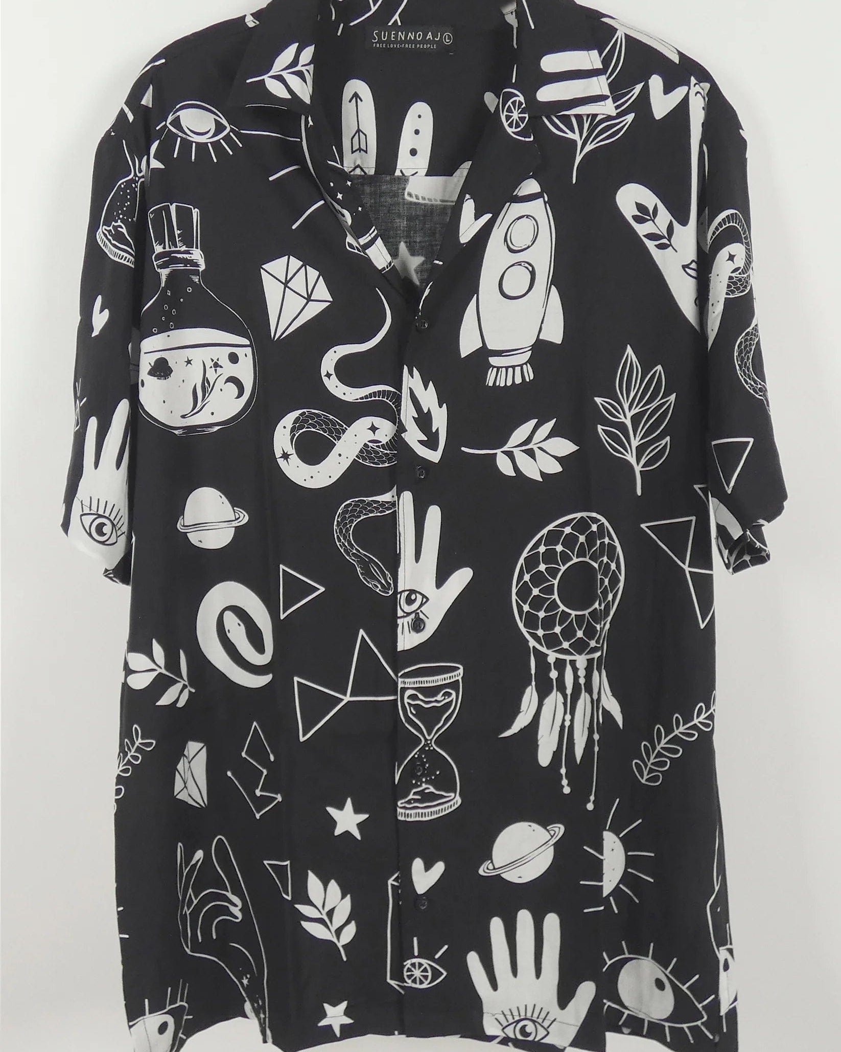 Suen Noaj Mens Shirt - Hamsa Hand Black Splash Swimwear Mens