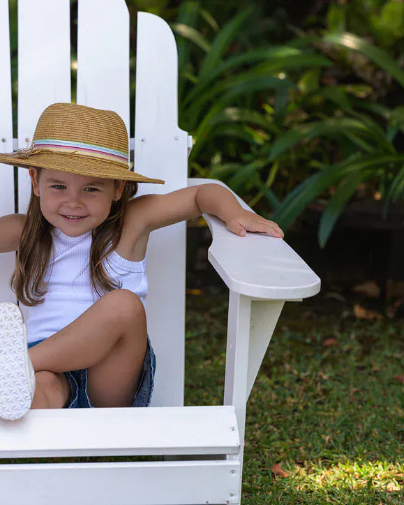 Sundaise Sundaise Harlow Panama Hat - Coloured Stripes SH805 Della Panama Flamingo Hat 3-6 Years Splash Swimwear Hats 9347418018472