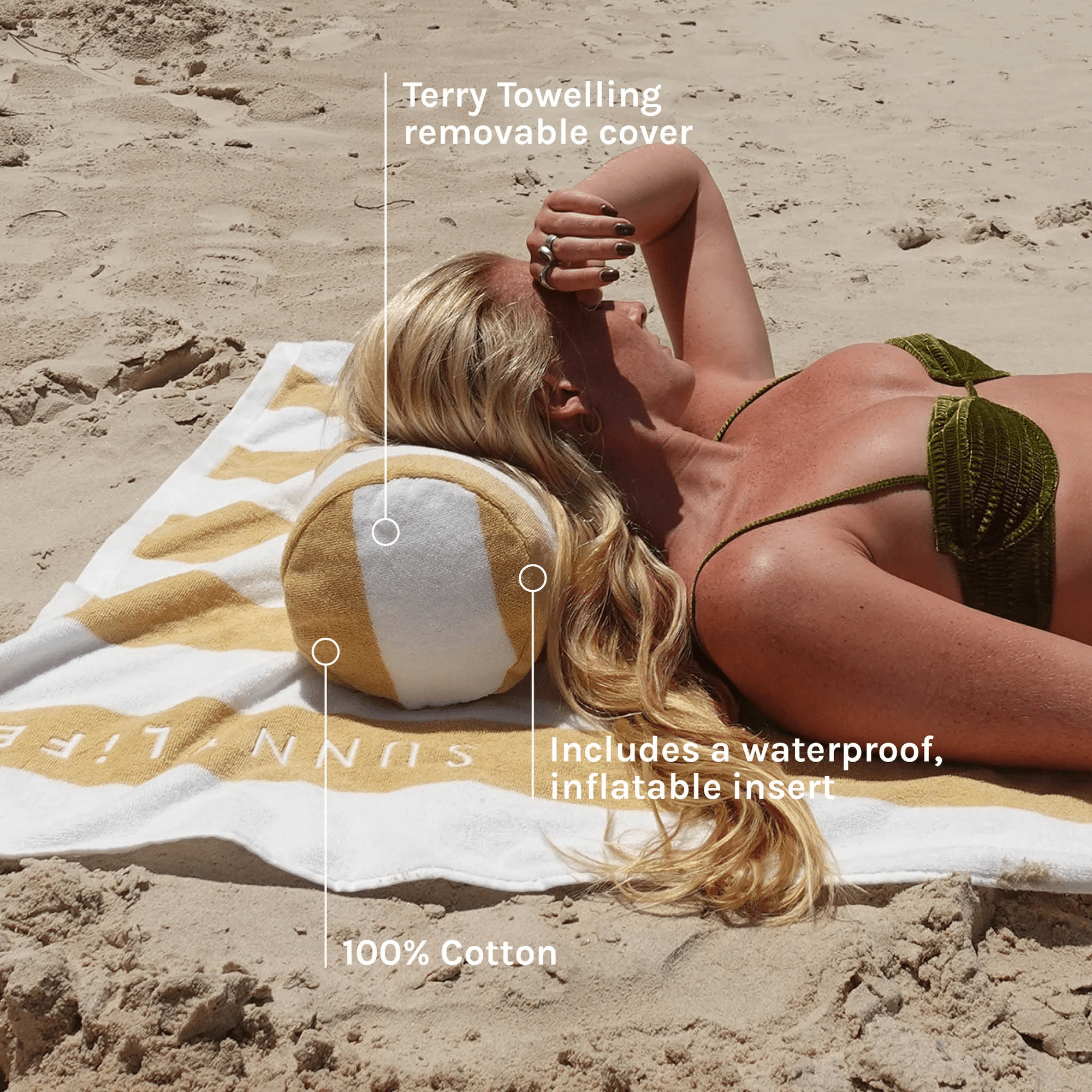 Sunnylife Inflatable Beach Pillow - Butternut S51IBPBN Inflatable Beach Pillow - Butternut Splash Swimwear