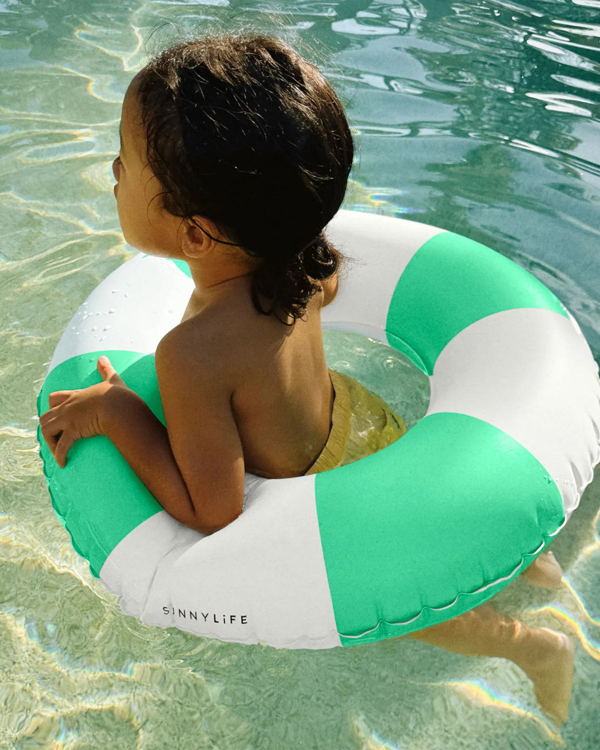Sunnylife Mini Tube Pool Ring - Green Stripe S61MPRPG Slim Tube Pool Ring - Blush Pink Splash Swimwear Accessories 9339296072981