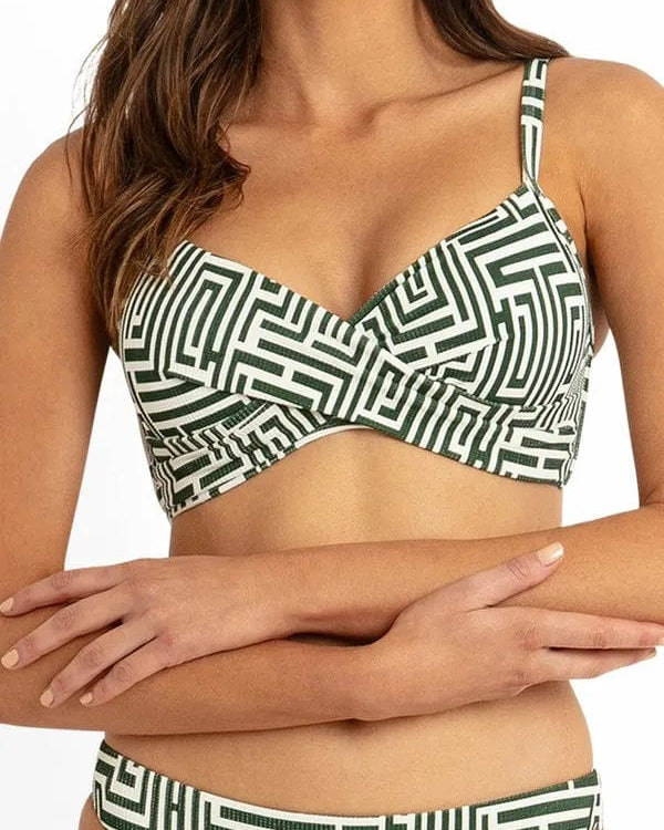 Sunseeker Maze Twist Front Bralette - Khaki Sunseeker Maze Twist Front Bralette - Khaki Splash Swimwear Bikini Tops