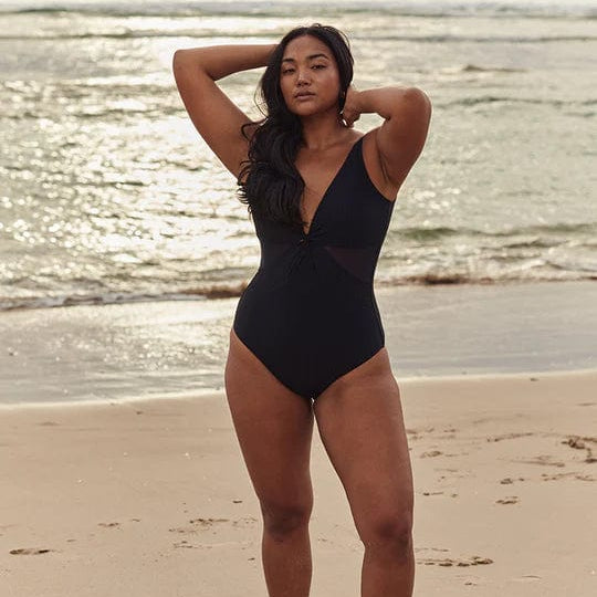 Sunseeker Reset Mesh Twist Front One Piece - Black Splash Swimwear One Pieces