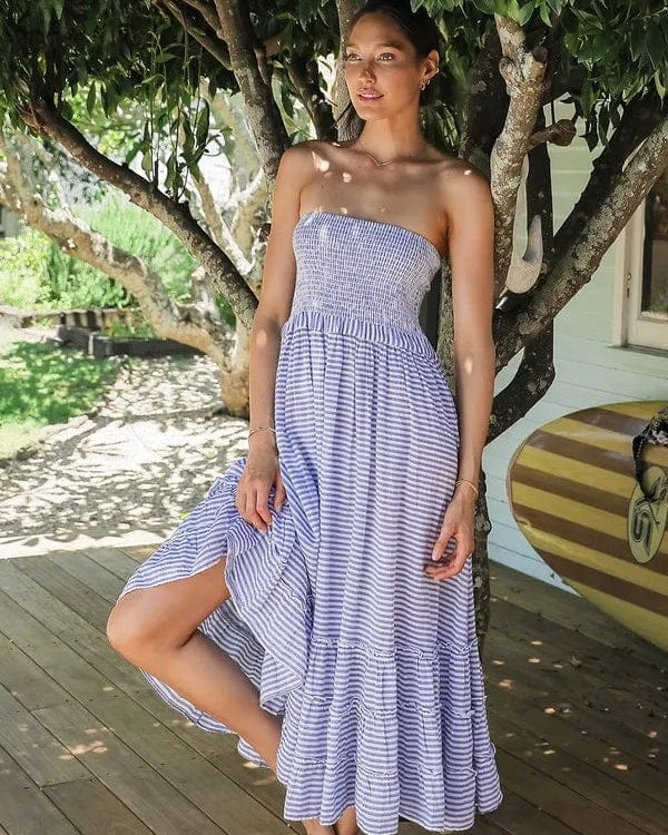 Sunseeker Summer Stripe Sunshine Maxi - Blue Splash Swimwear Dresses