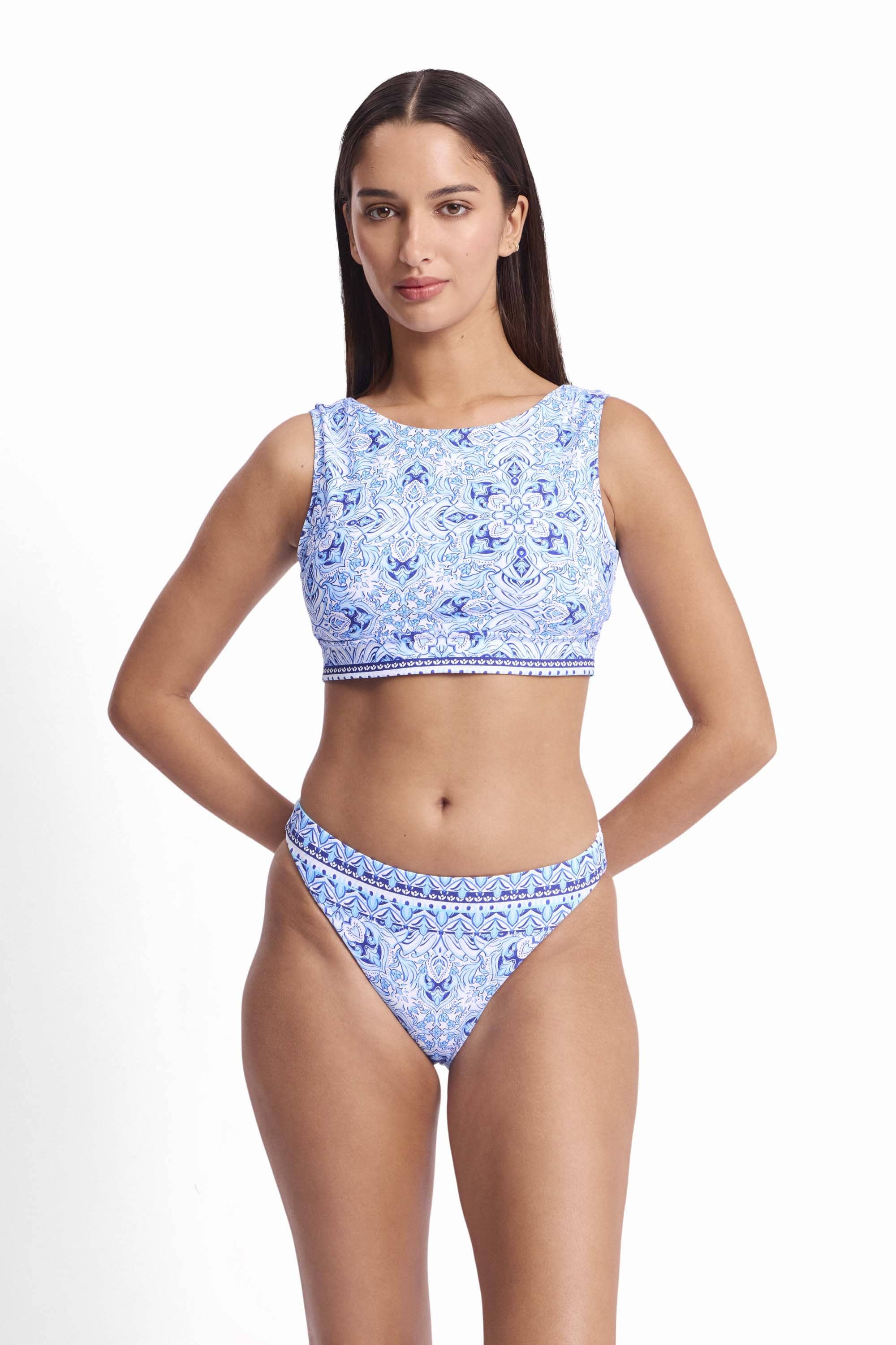 Sunseeker Sunseeker Cowboy Mastectomy Crop - Blue Sunseeker Cowboy Mastectomy Crop - Blue Splash Swimwear Bikini Tops
