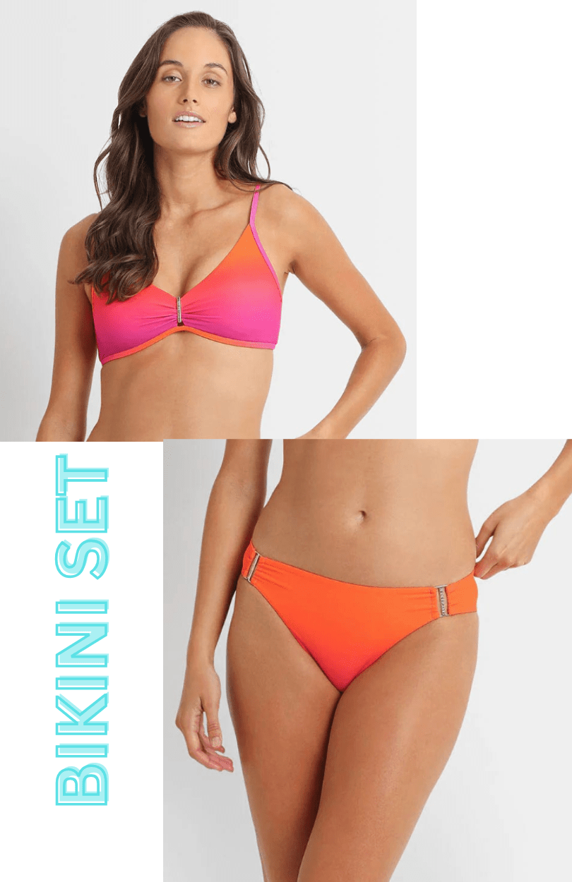 Sunseeker Sunseeker Majestic Multi Bar Bikini Top & Pant Bikini Set - Pink Sunseeker Majestic Multi Bar Bikini Top & Pant Bikini Set - Pink Splash Swimwear Bikini Set