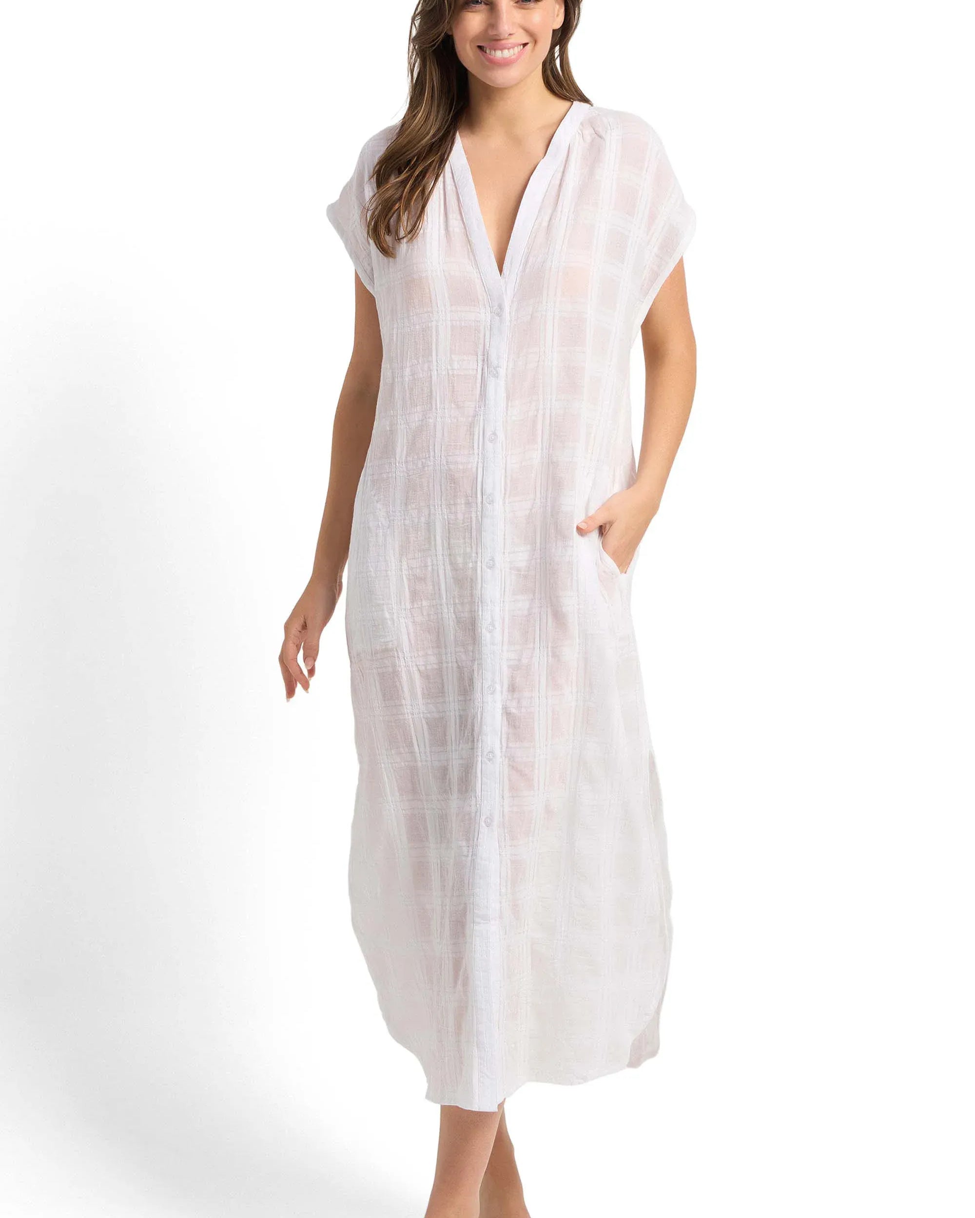 Sunseeker Sunseeker Picnic Soft Maxi Dress SS92439 Sunseeker Picnic Soft Maxi Dress | Sunseeker Splash Swimwear General White / XS