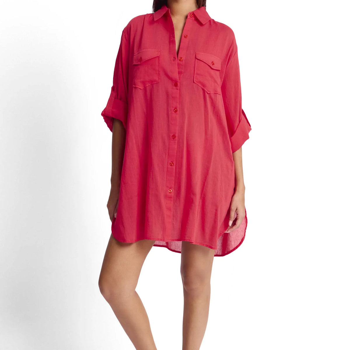 Sunseeker Sunseeker Resort Button Through Shirt SS91840 Sunseeker Resort Button Through Shirt | Sunseeker Splash Swimwear Tops Raspberry / XS 9313513880009