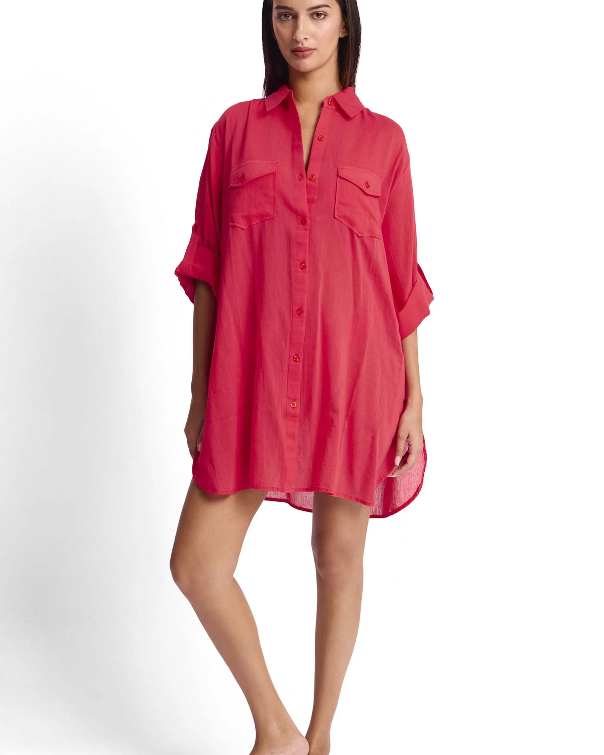 Sunseeker Sunseeker Resort Button Through Shirt SS91840 Sunseeker Resort Button Through Shirt | Sunseeker Splash Swimwear Tops Raspberry / XS 9313513880009