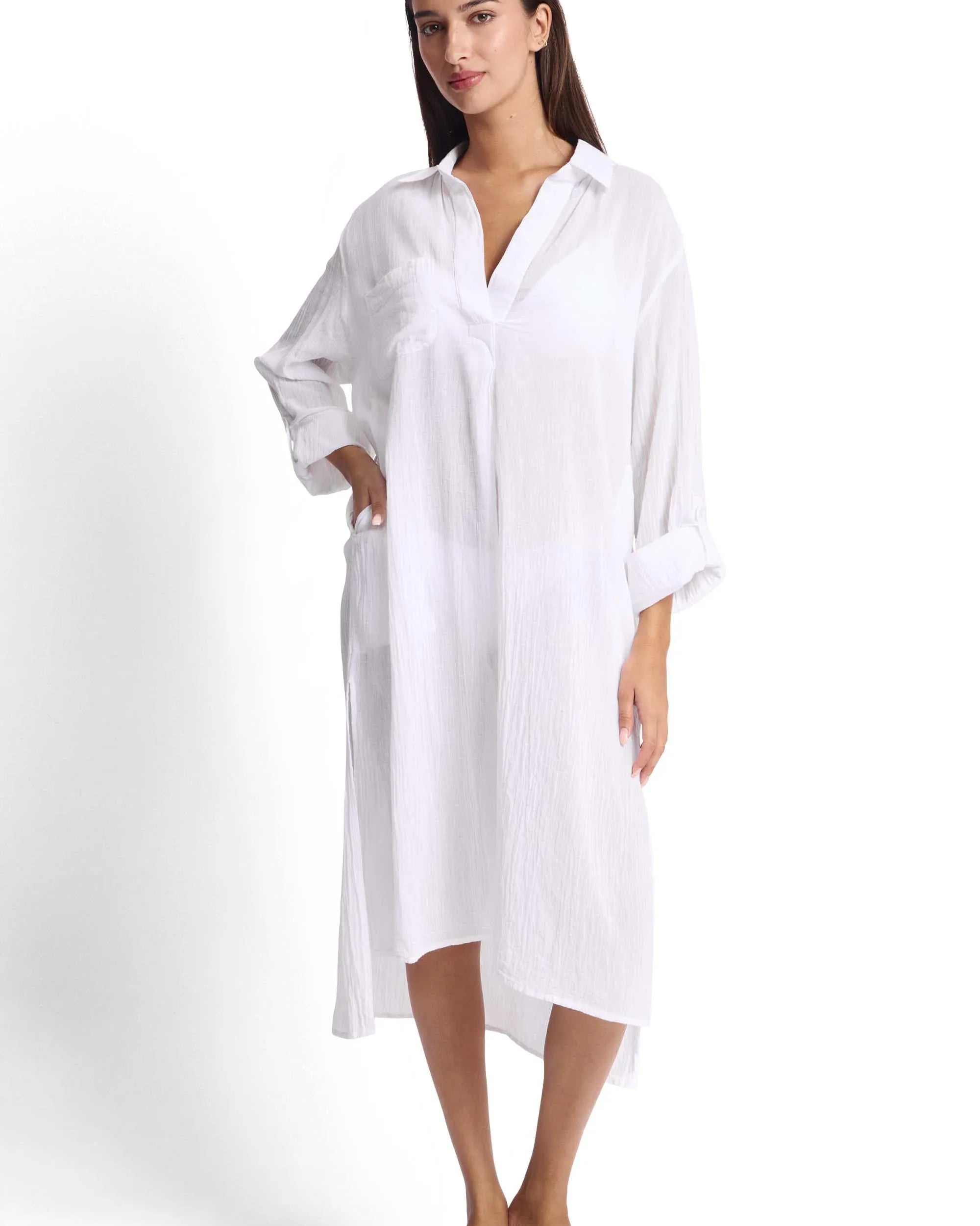 Sunseeker Sunseeker Resort Straight Longline Shirt Sunseeker Resort Straight Longline Shirt | Sunseeker Splash Swimwear Tops