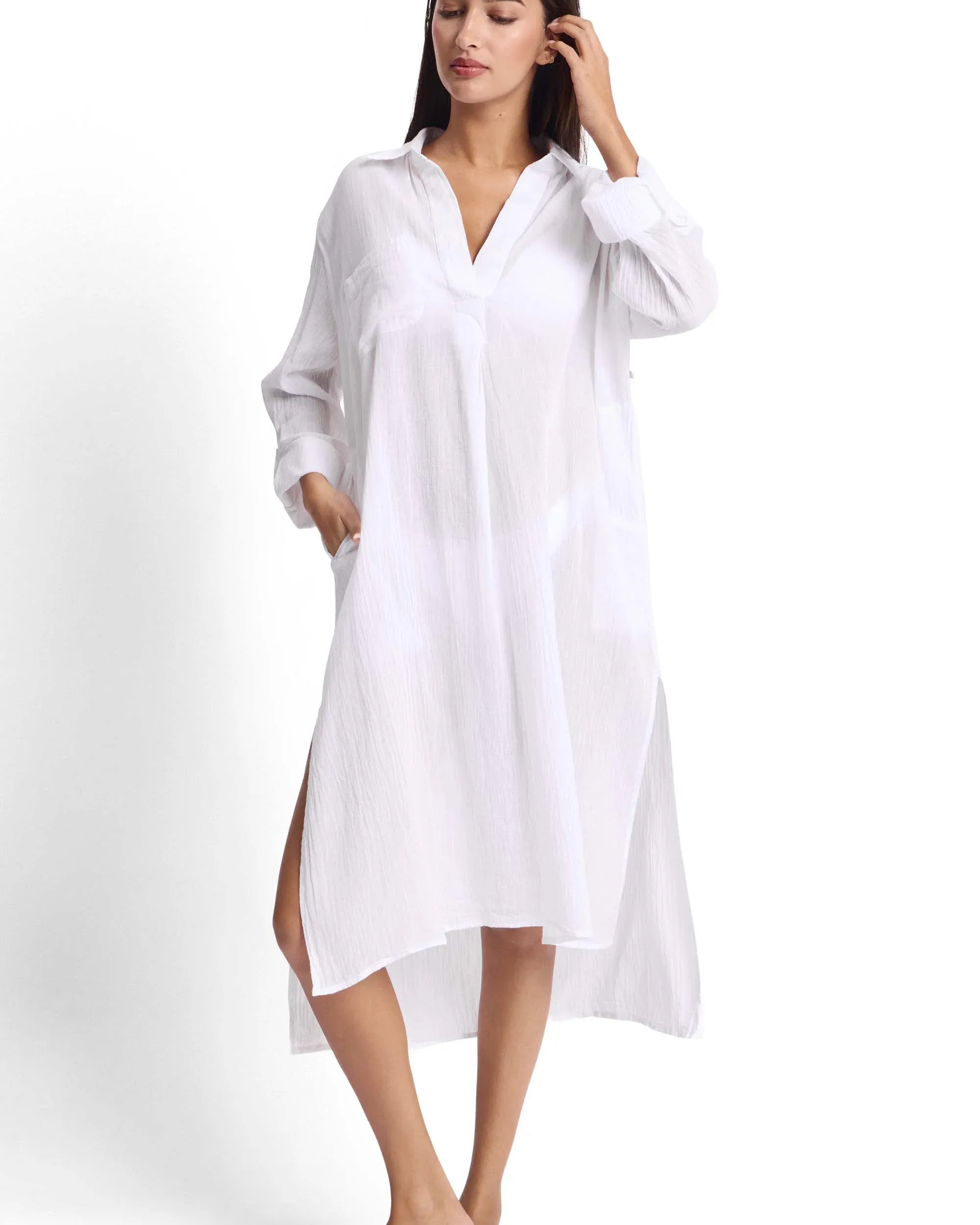 Sunseeker Sunseeker Resort Straight Longline Shirt Sunseeker Resort Straight Longline Shirt | Sunseeker Splash Swimwear Tops