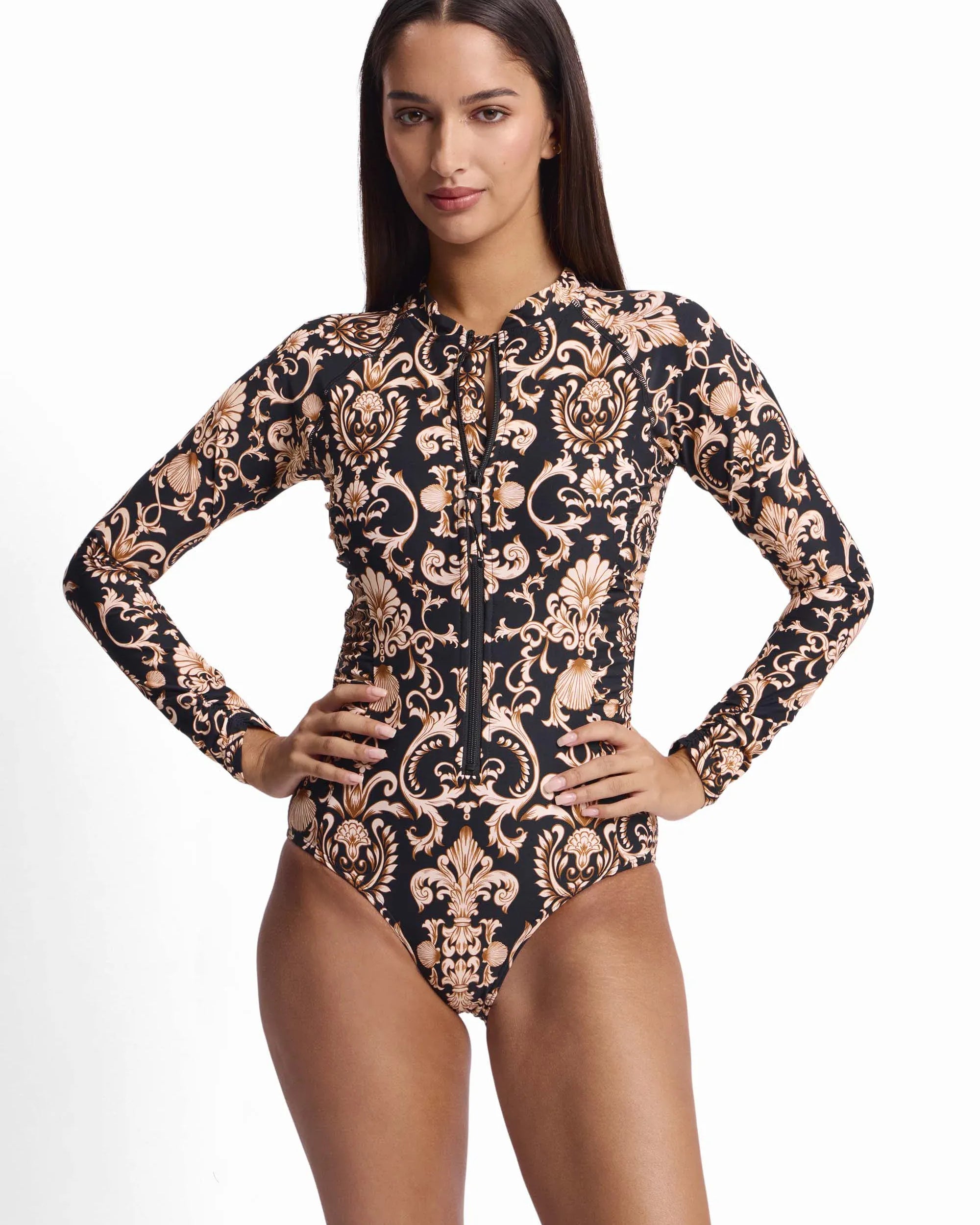Sunseeker Sunseeker Shell City Gathered Mastectomy Surfer One Piece - Black Sunseeker Basix DD/E Underwire Singlet - Black | Australia Splash Swimwear One Piece Swimwear